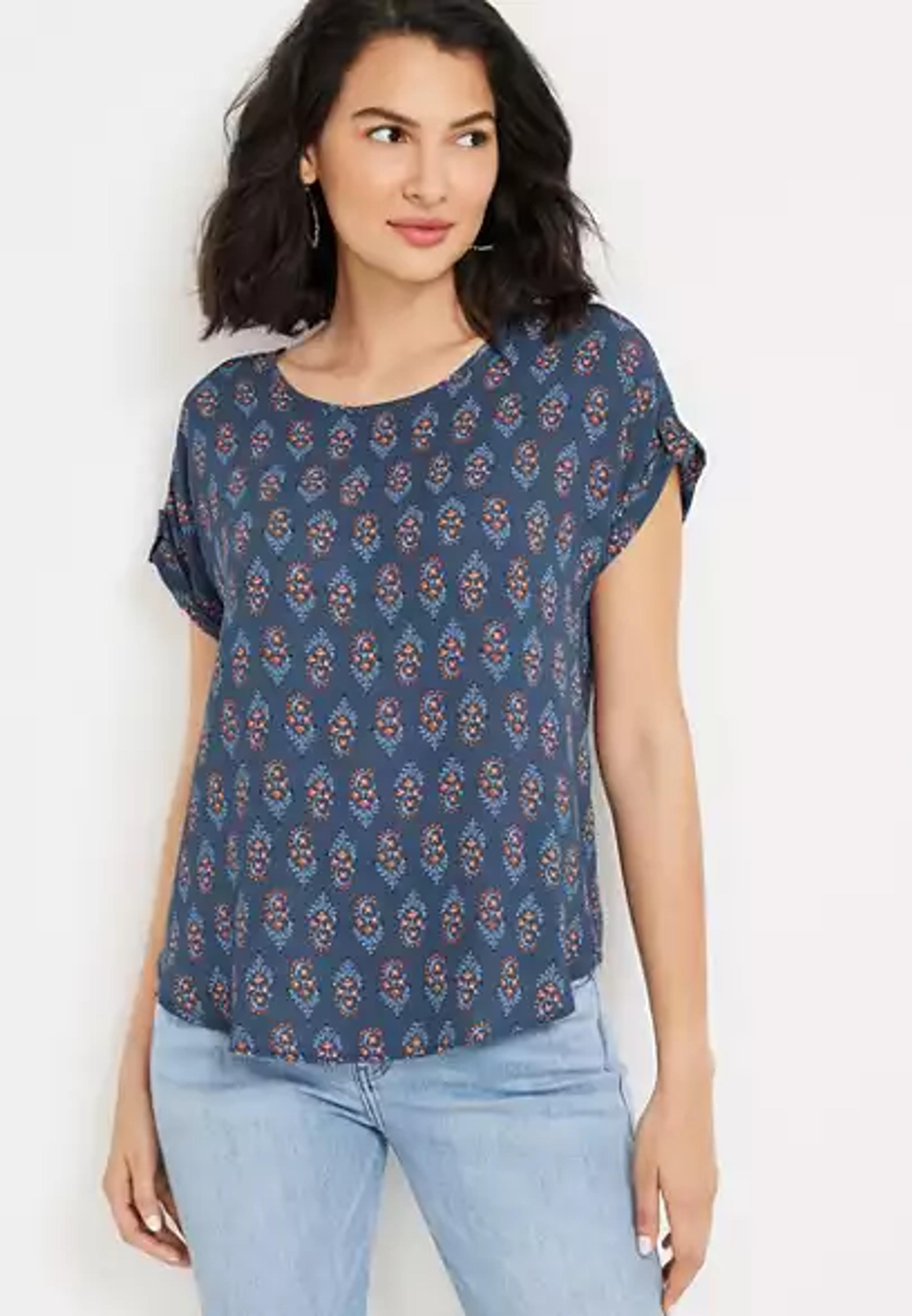 Delton Zipper Back Blouse | maurices