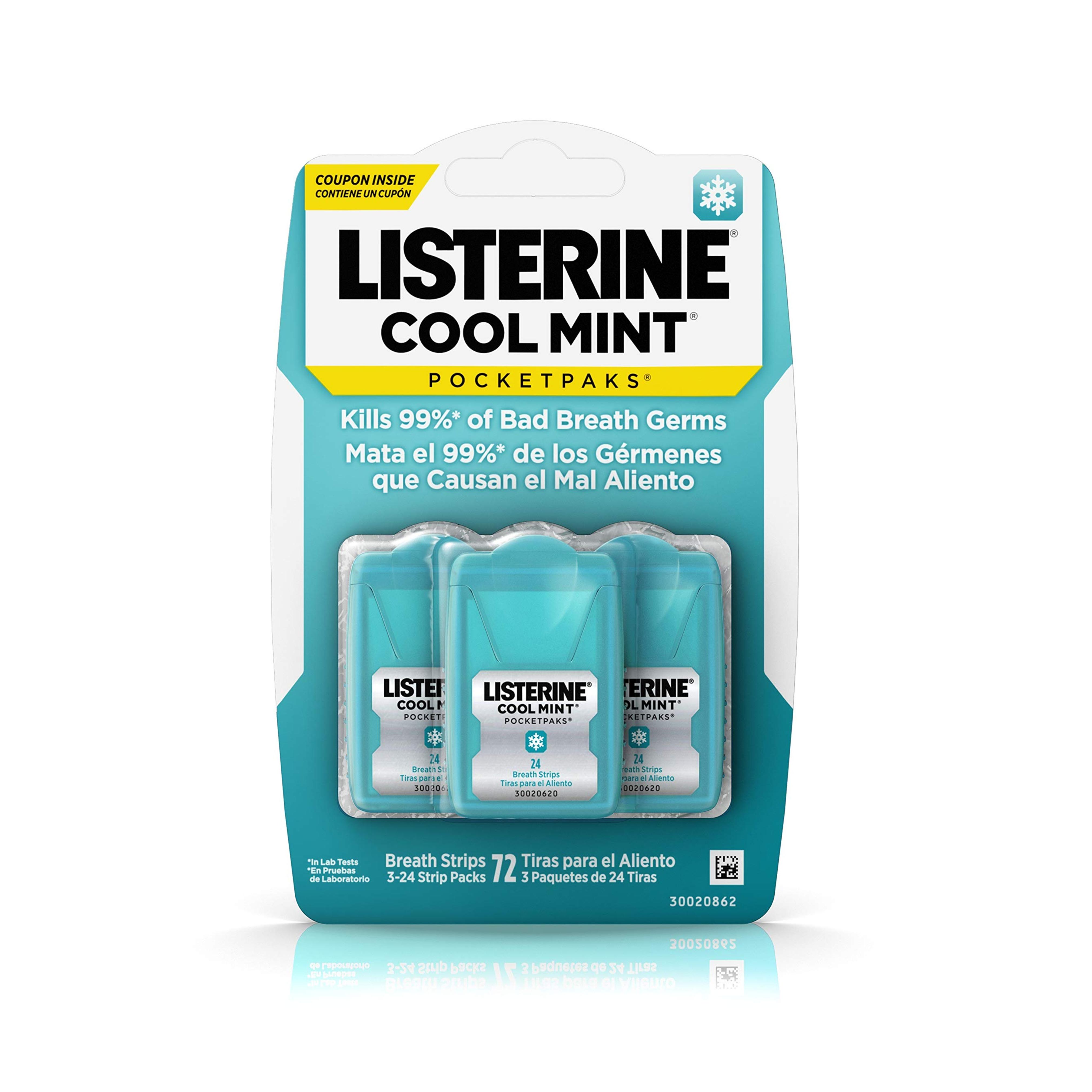 Amazon.com: Listerine Cool Mint Pocketpaks Breath Strips Kills Bad Breath Germs, 24-Strip Pack, 3 Pack