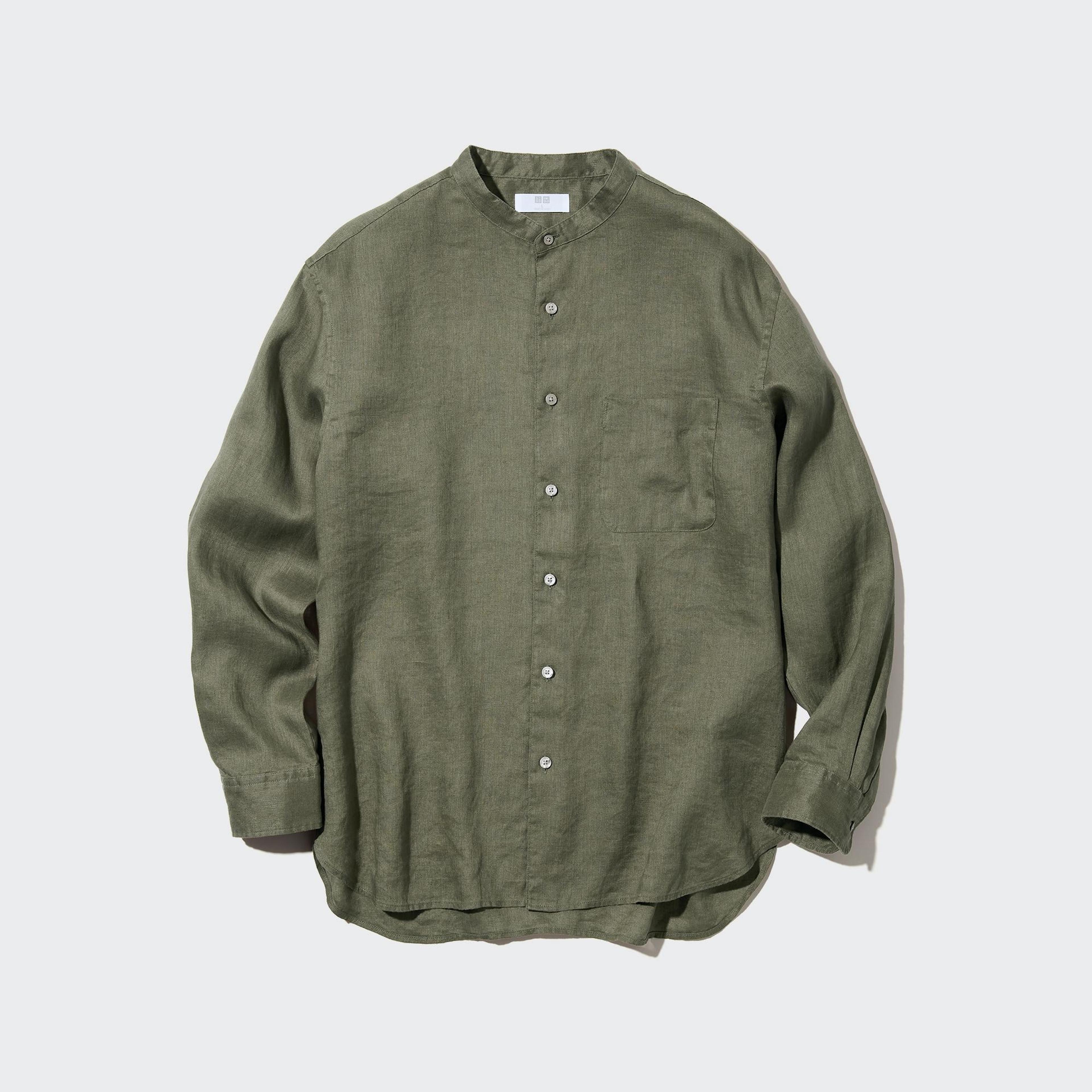 Premium Linen Stand Collar Long-Sleeve Shirt (Unisex) | UNIQLO US