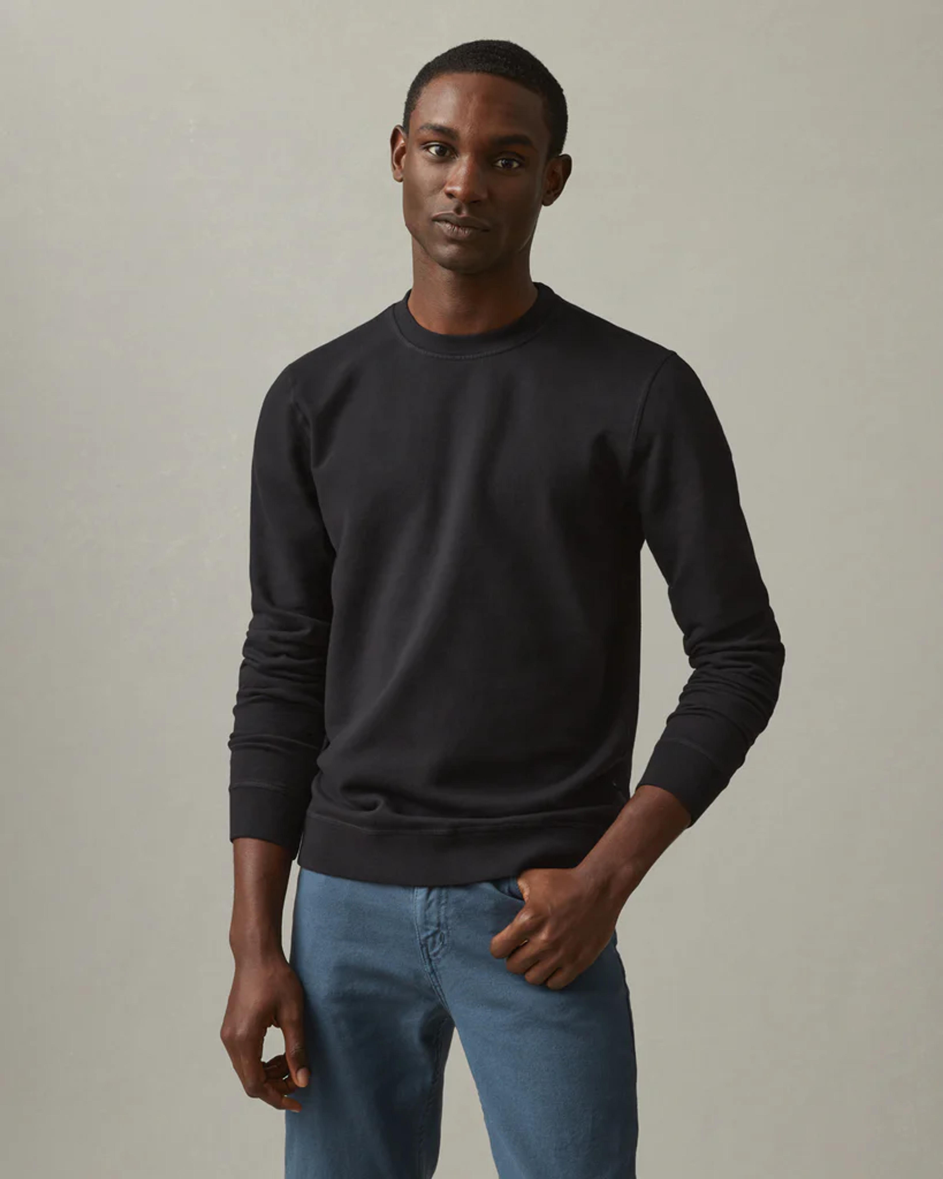 Lightweight Cotton Crew Sweatshirt - Black