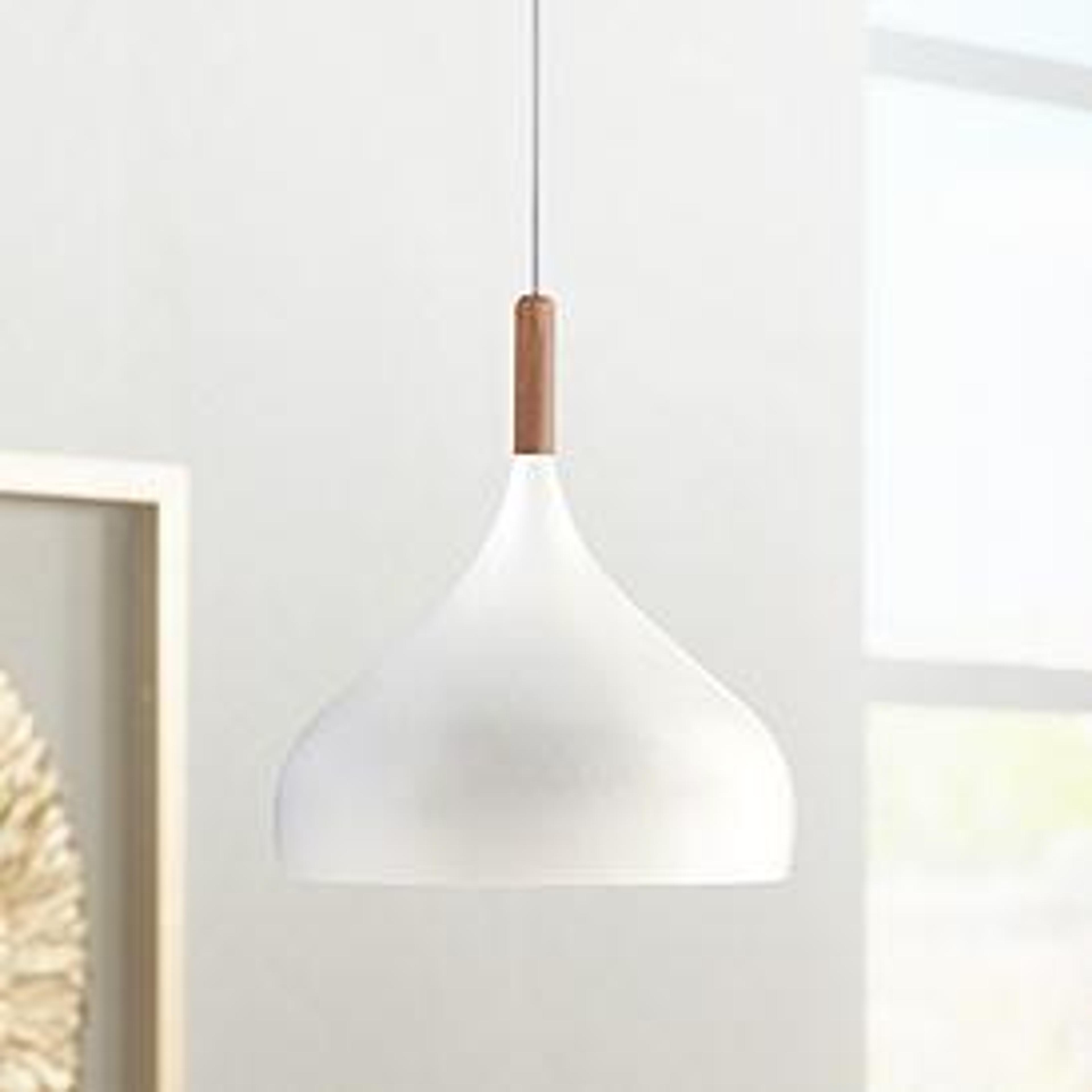 Felton White Aluminum and Wood 13" Wide Mini Pendant - #1G925 | Lamps Plus