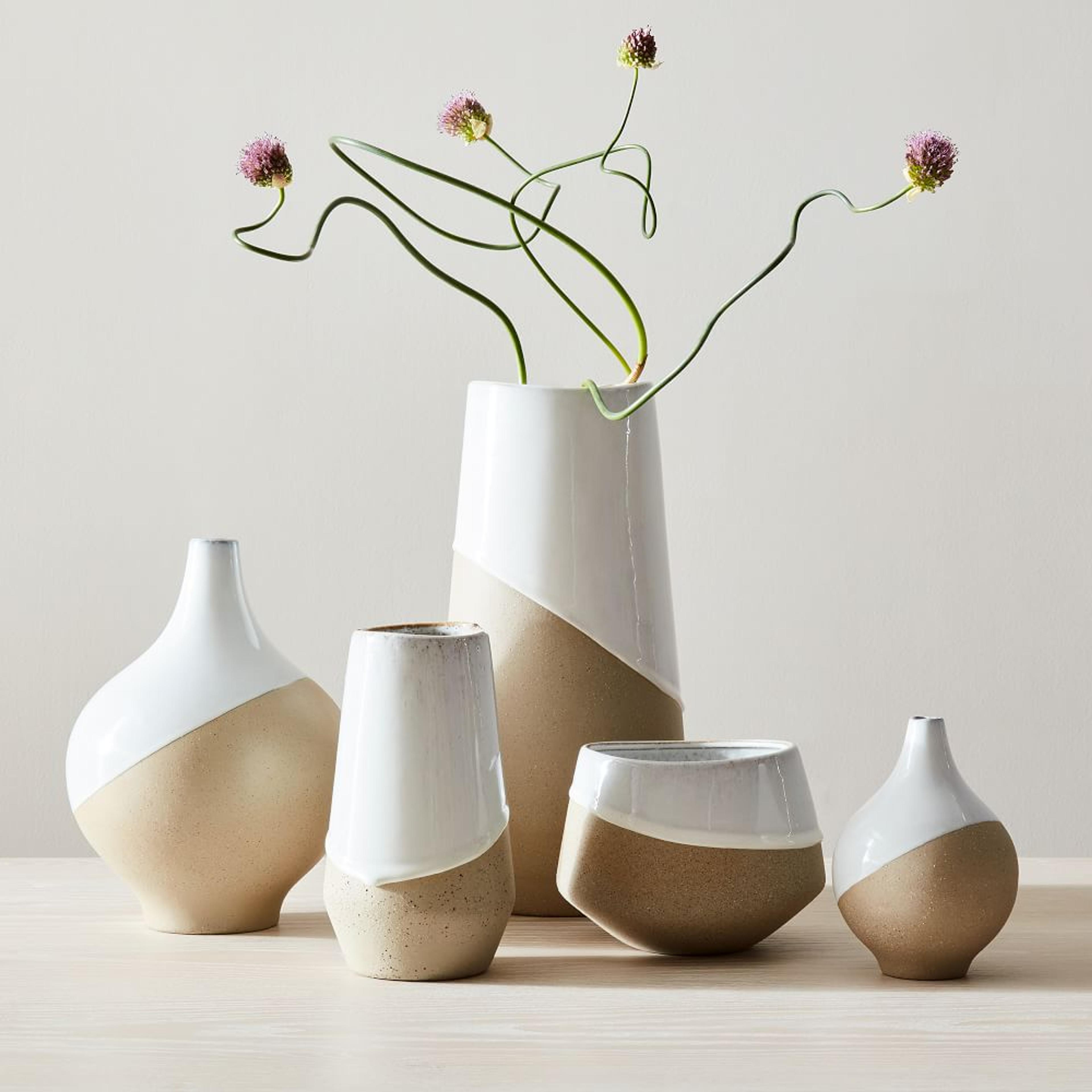 Half-Dipped White Stoneware Vases | West Elm