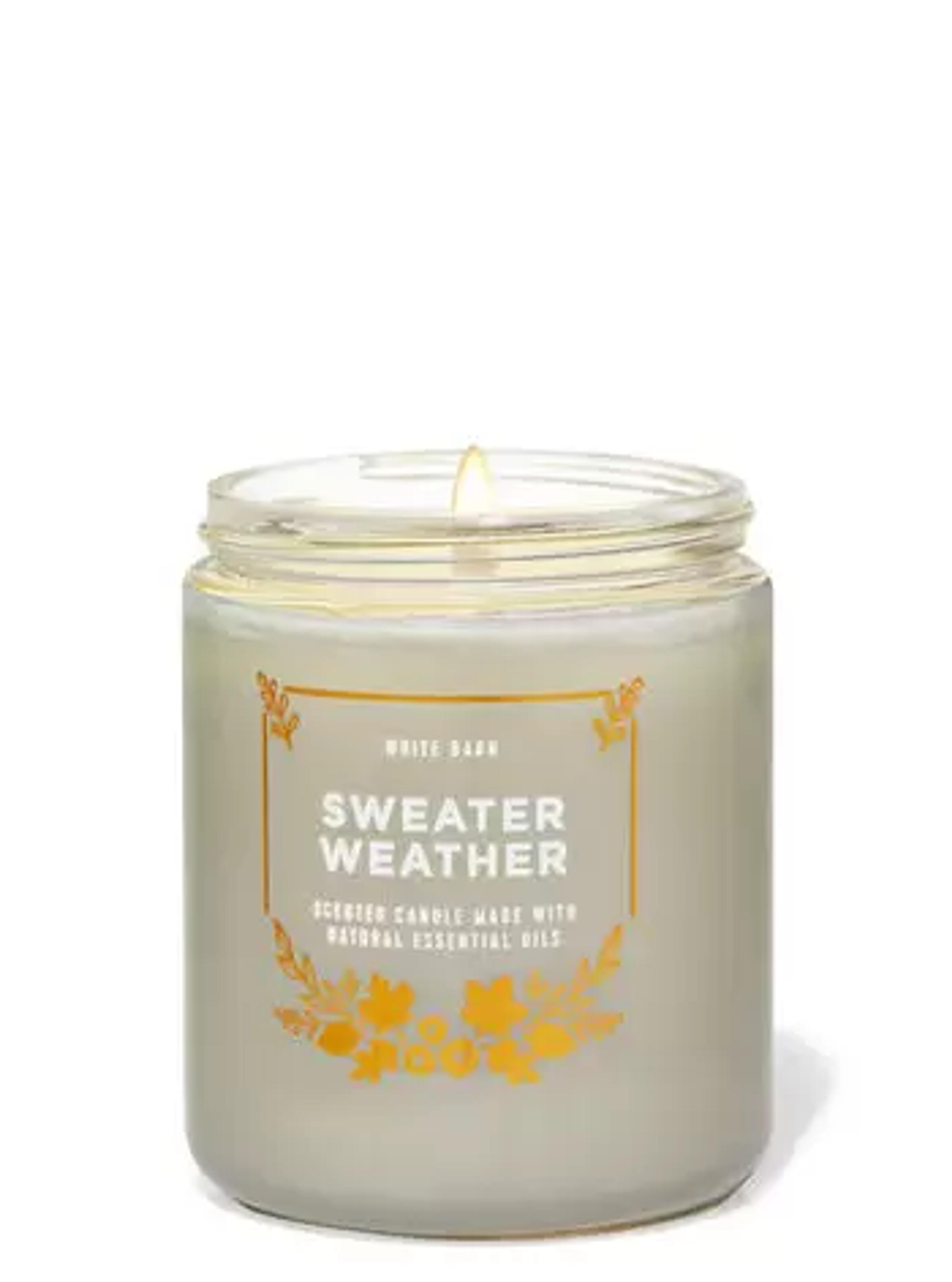 Sweater Weather Single Wick Candle - White Barn | Bath & Body Works