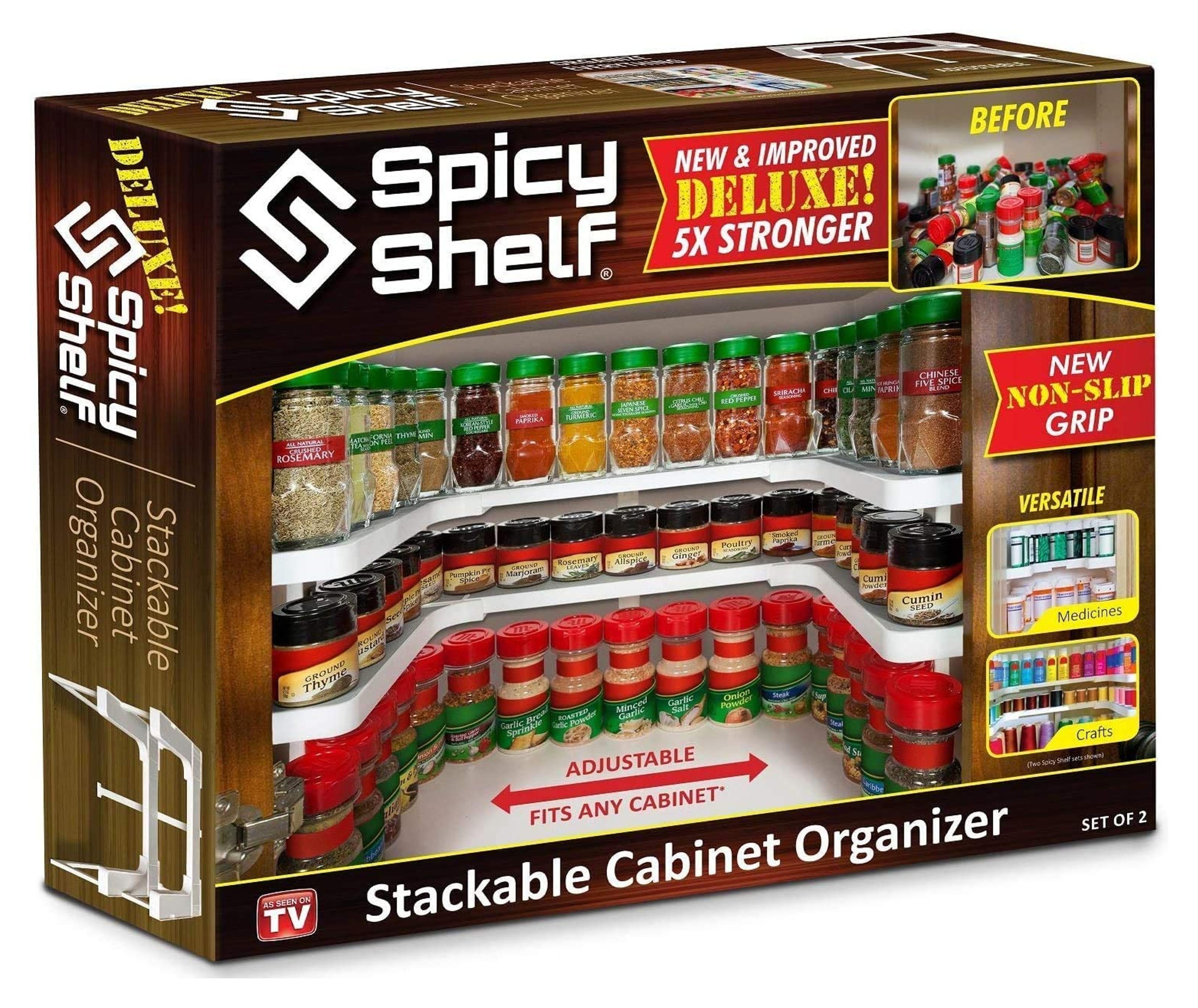 Amazon.com: Spicy Shelf Deluxe - Expandable Spice Rack and Stackable Cabinet & Pantry Organizer (1 Set of 2 shelves) - As seen on TV(Spicy Shelf Deluxe) : Home & Kitchen