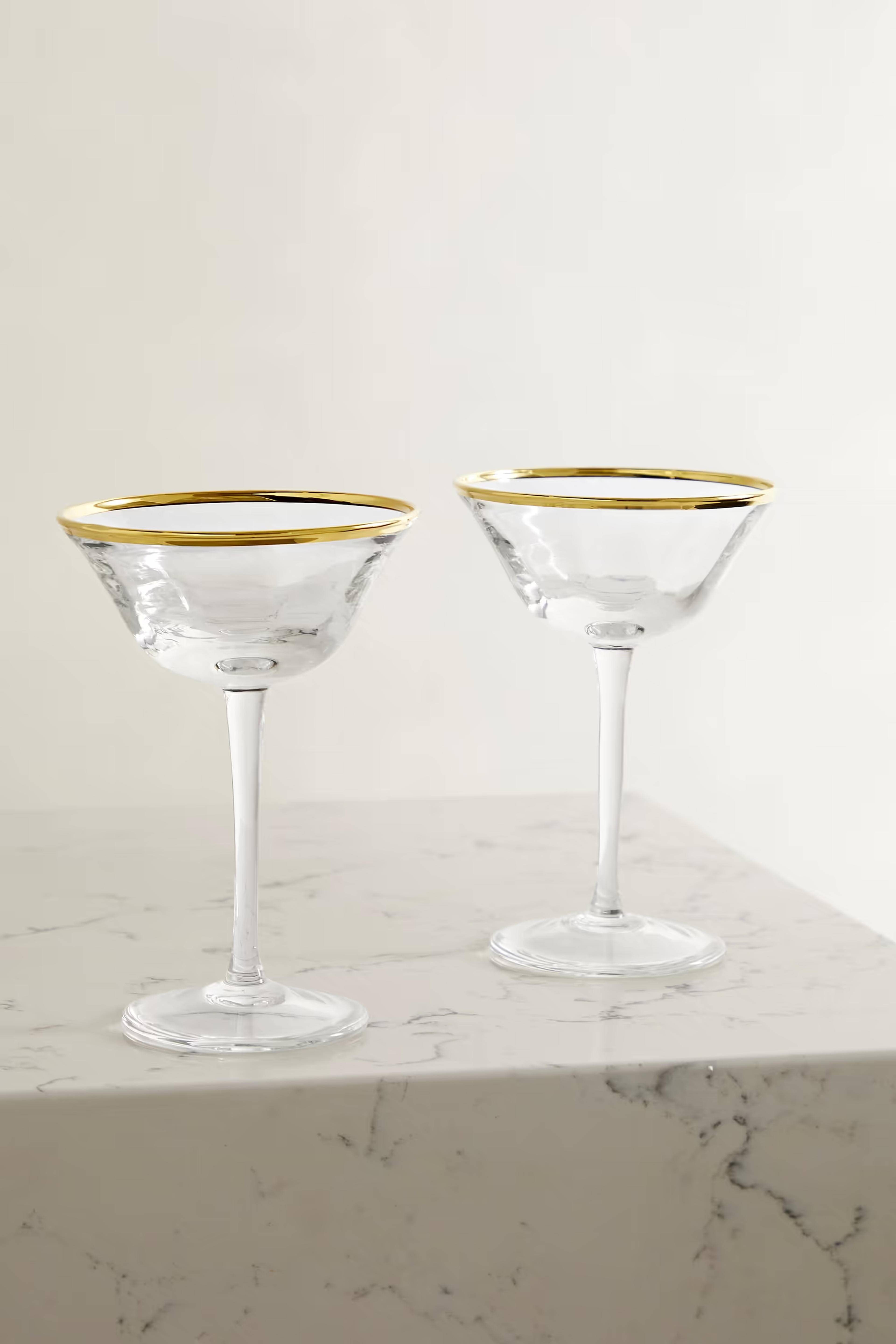 Colorless Sophia set of two crystal coupes | AERIN | NET-A-PORTER