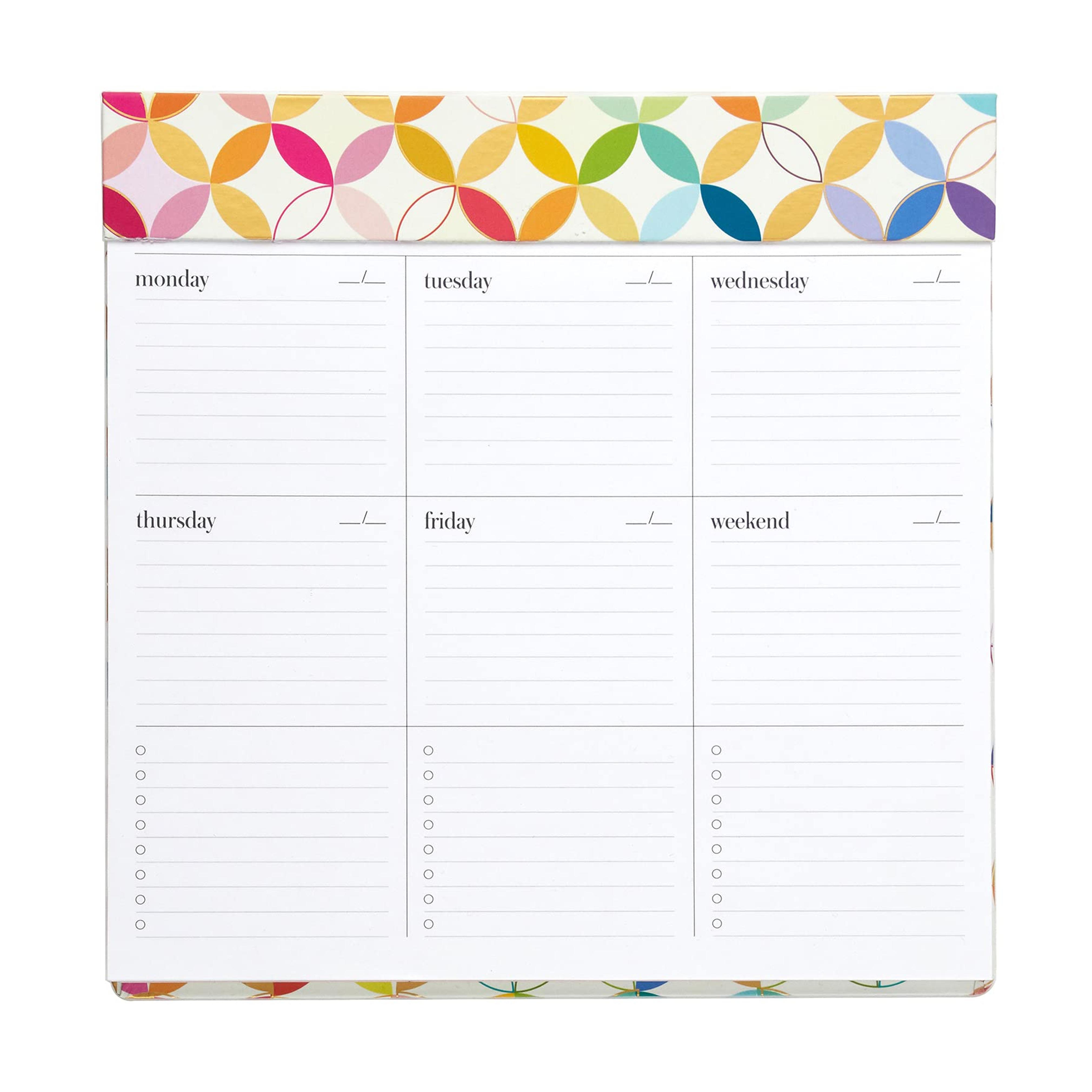 Designer Schedule Pad - Mid Century Circles. 52 Perforated Sheets. 10" x 10". Weekly Schedule Organizer Planner Pad with To-Do Lists and Notes Sections by Erin Condren.