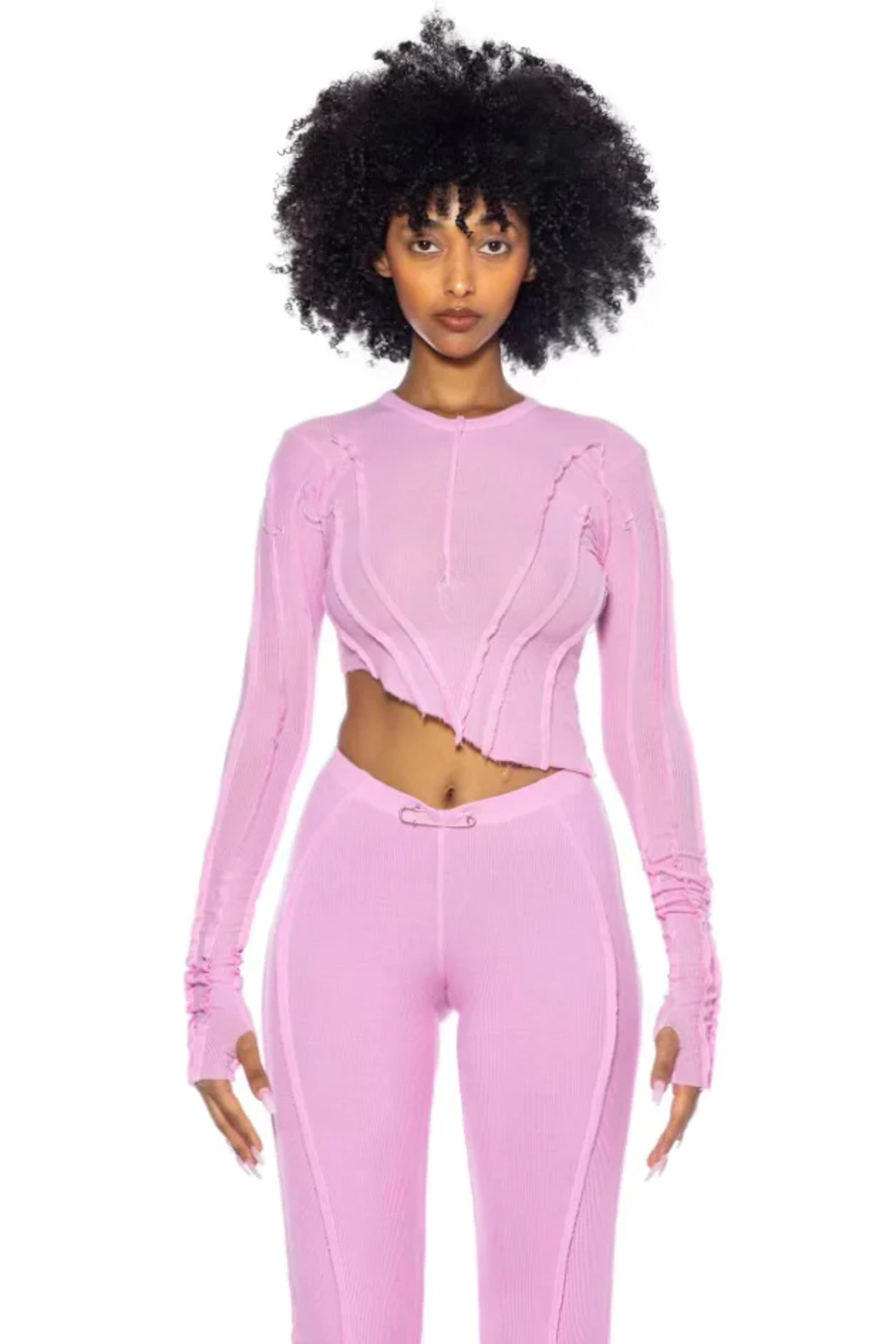 Sami Miro Vintage - Asymmetric Long Sleeve Tee in Pink Rib – SAMI MIRO VINTAGE