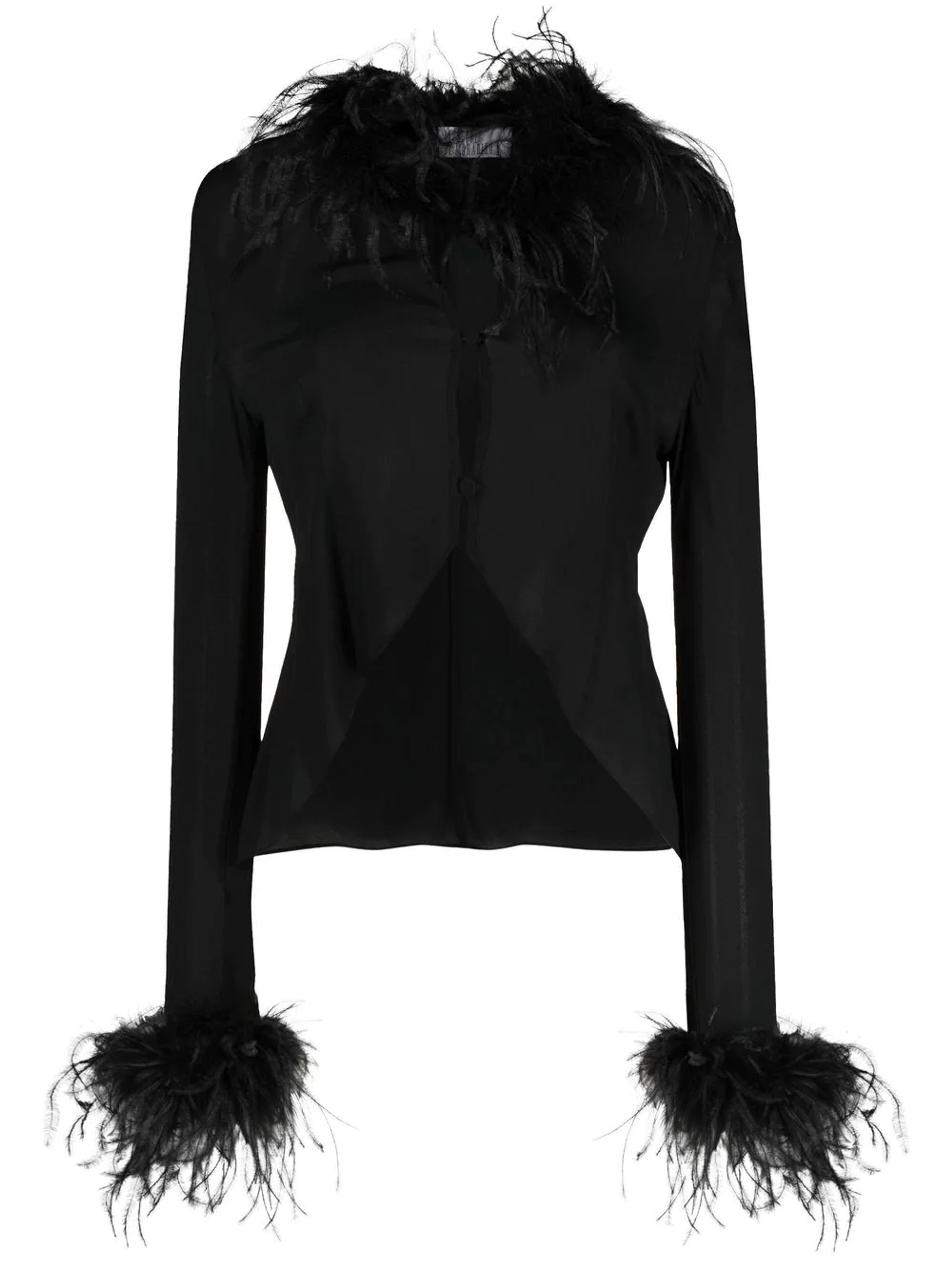 Giuseppe Di Morabito feather-trimmed long-sleeved Blouse - Farfetch