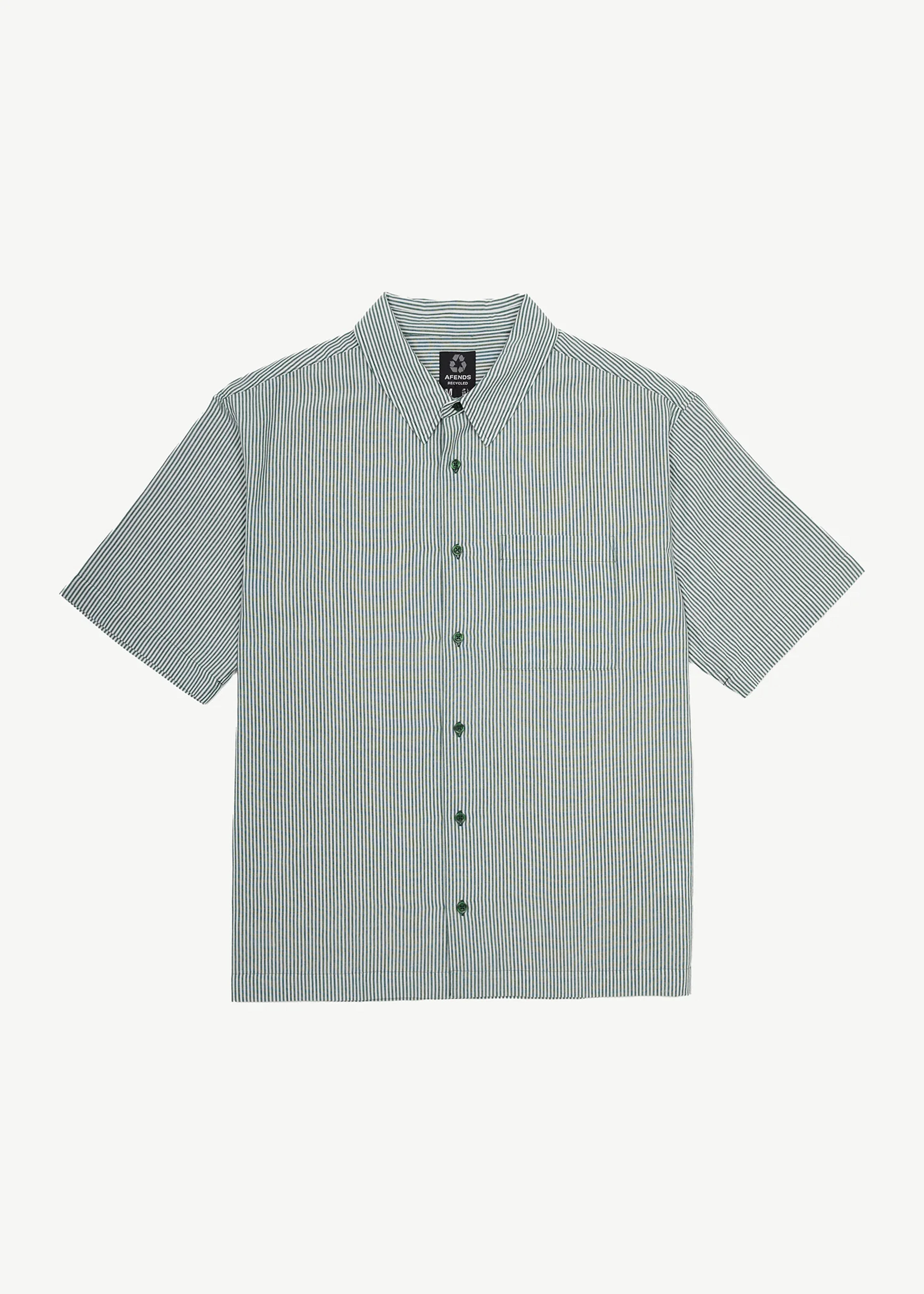 Afends Mens Intergalactic - Short Sleeve Shirt - Emerald Stripe - Afends AU.