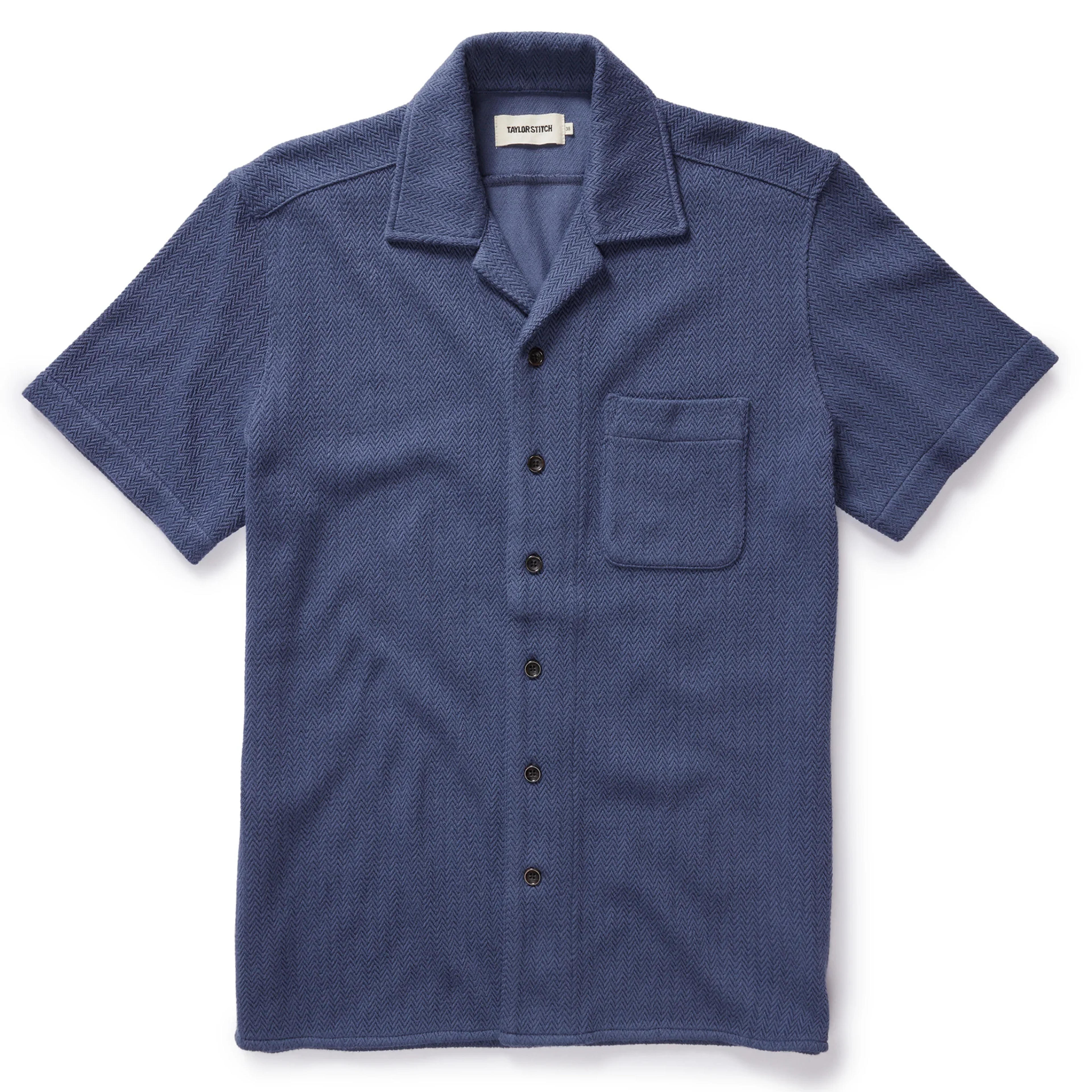 The Latigo Men's Camp Shirt in Sea Glass Herringbone | Men's New Arrivals | Taylor Stitch