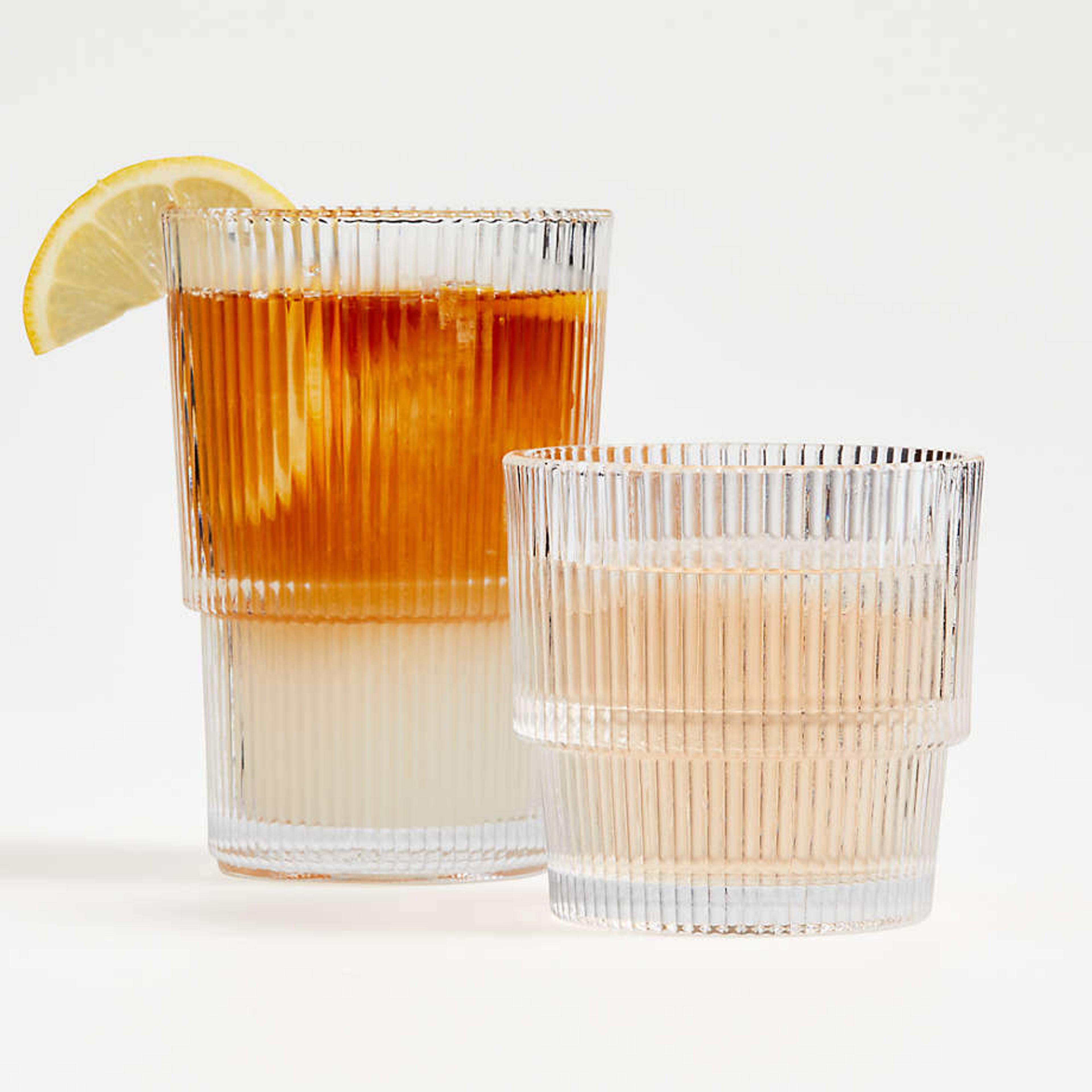 Atwell Stackable Textured Ribbed Drink Glasses | Crate & Barrel