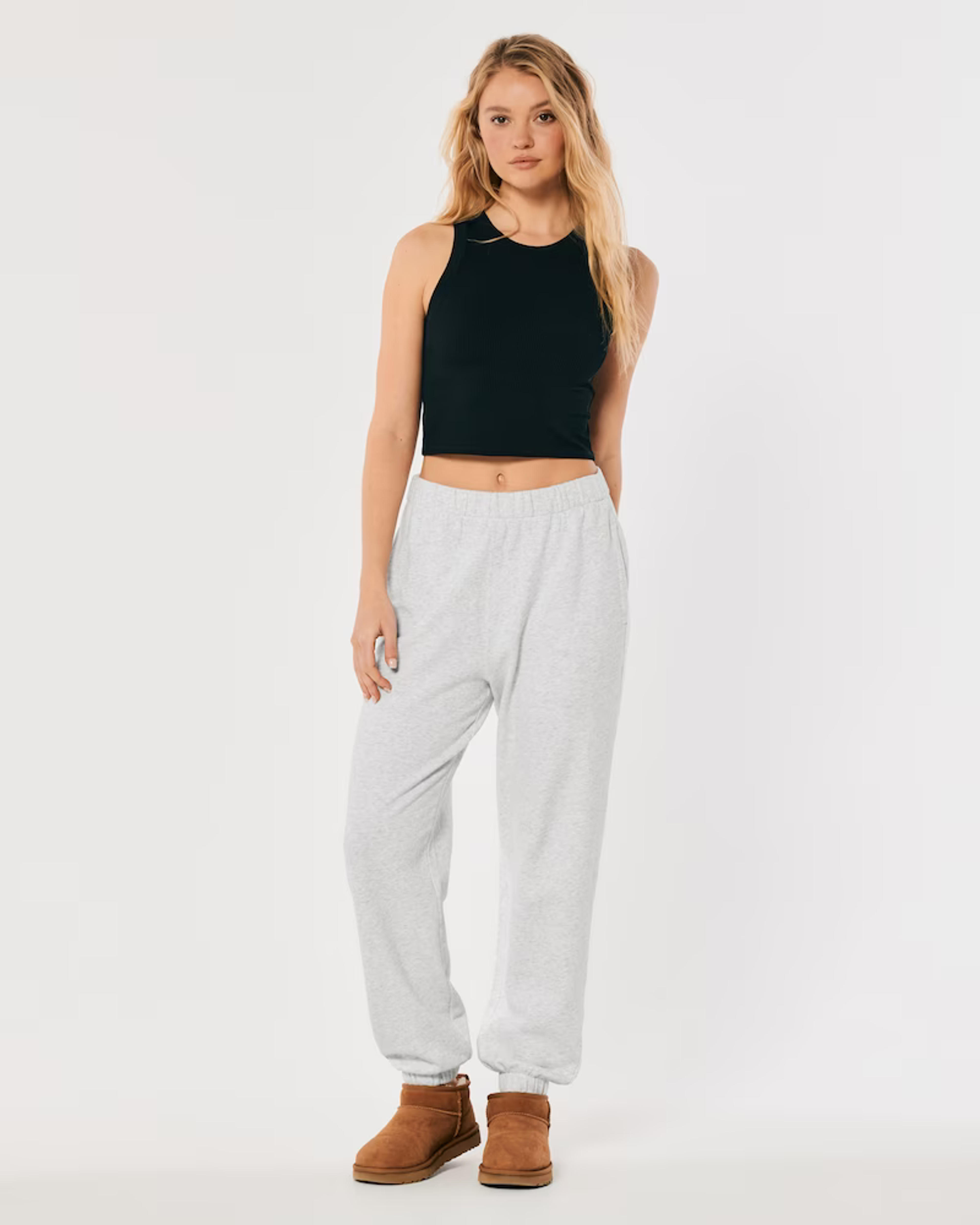 Women's Feel Good Adjustable Rise Fleece Dad Joggers | Women's Bottoms | HollisterCo.com