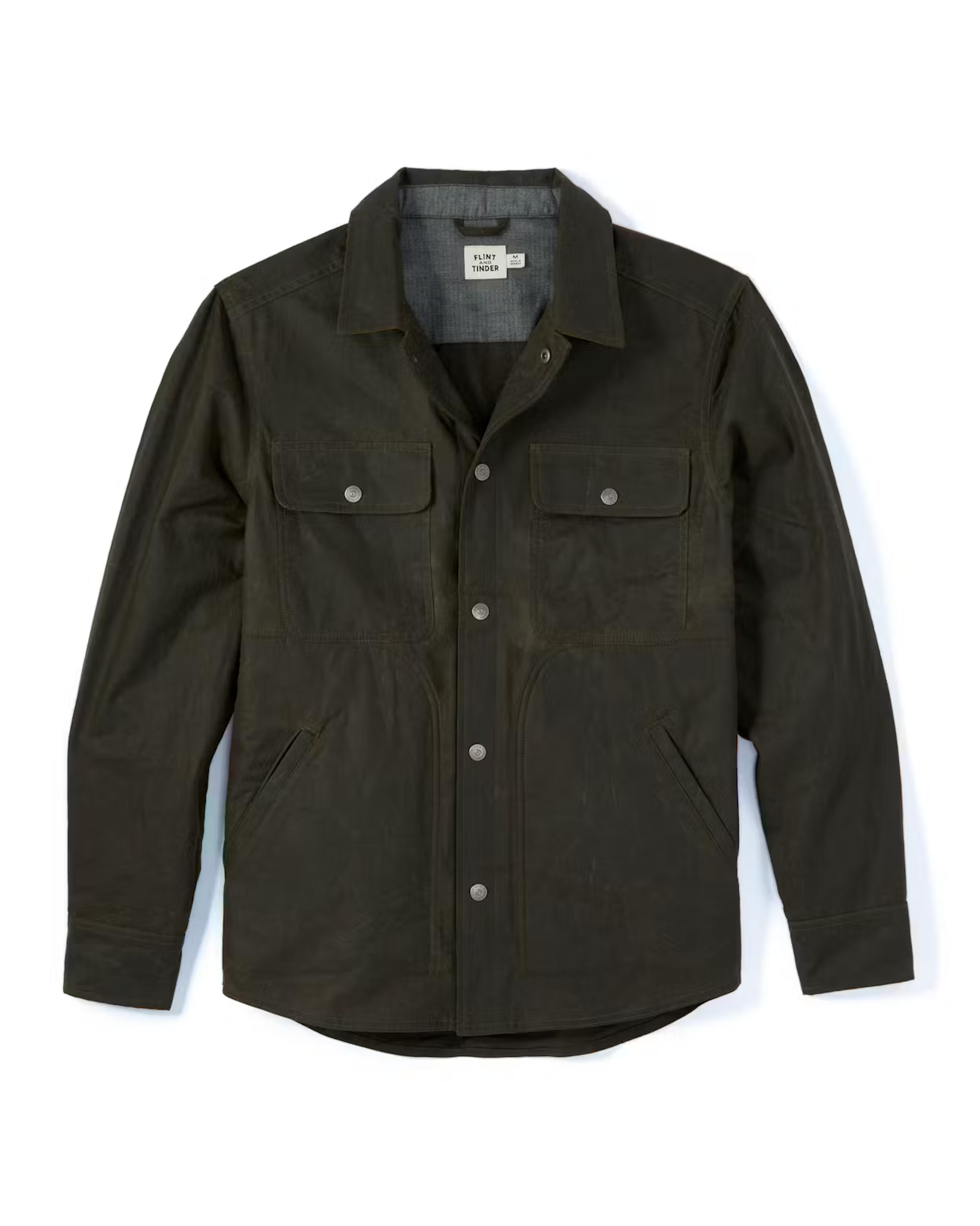 Flint and Tinder Men's The Bighorn Waxed Shirt Jacket in Forest, Size M