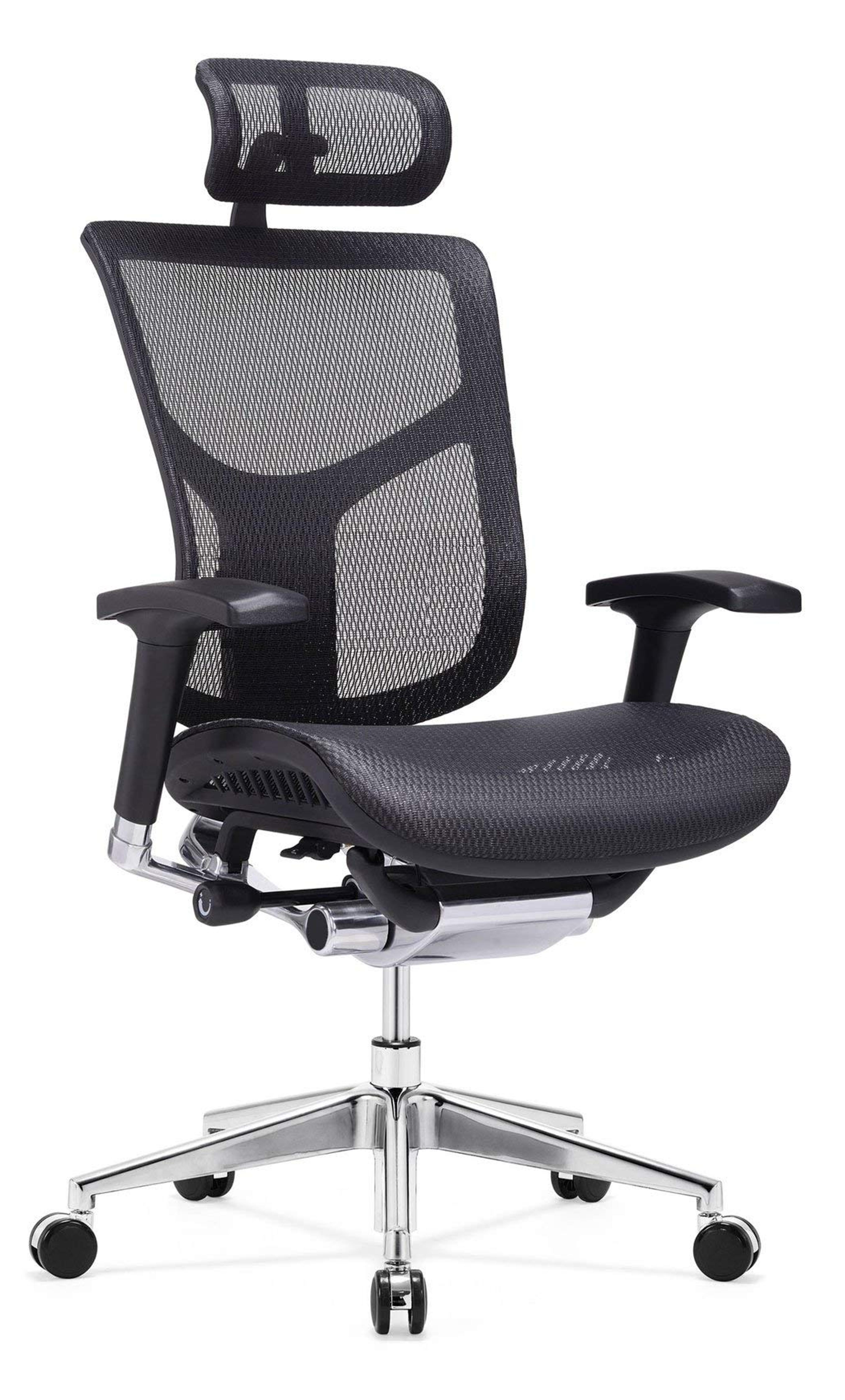 Dreem XL Ergonomic Mesh Executive Hi Back, Swivel Chair, Chrome Base with Headrest, Black, Seat Slide, Passive Lumbar Support