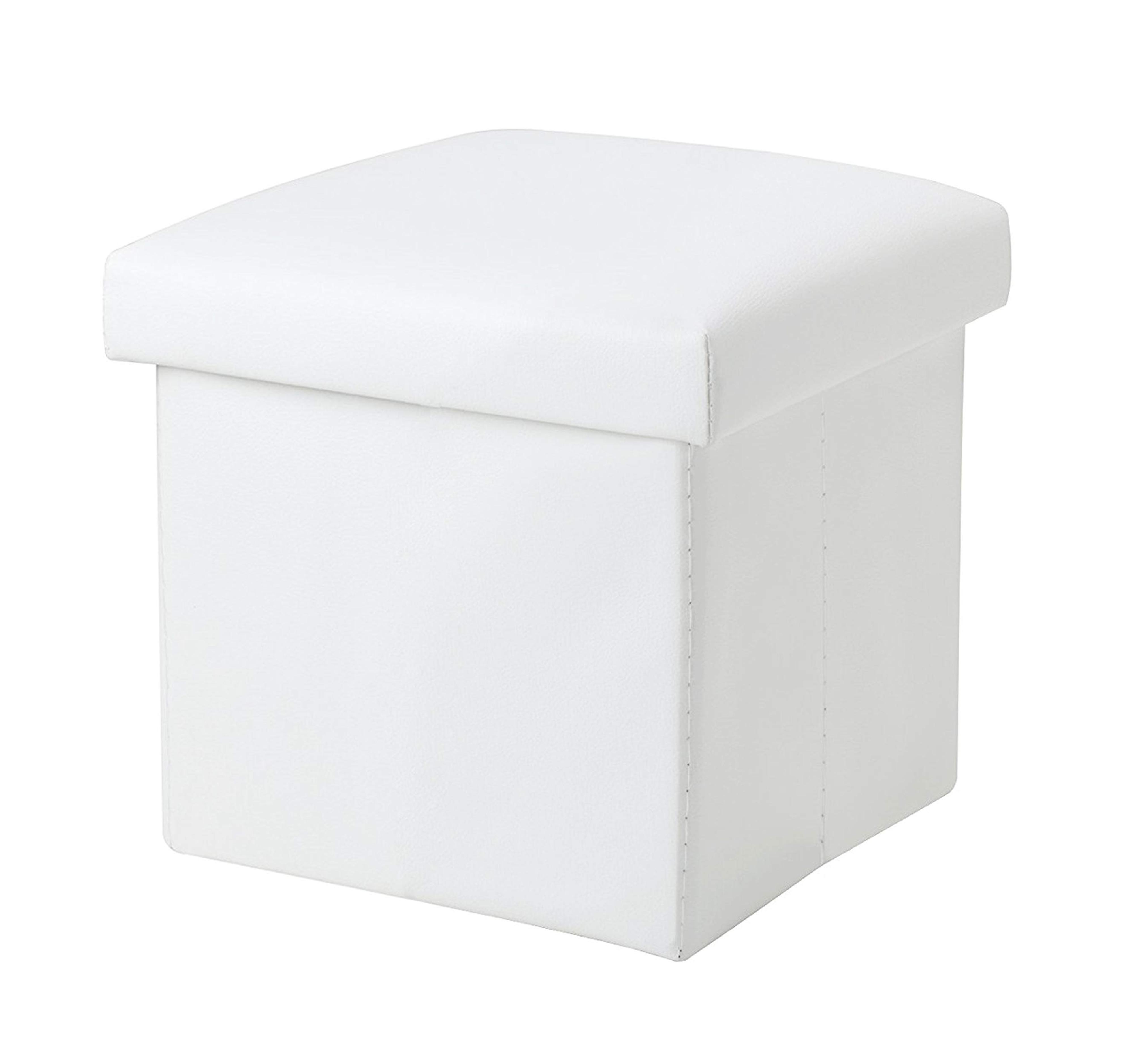 Amazon.com: NISUNS OT01 Leather Folding Storage Ottoman Cube Footrest Seat, 12 X 12 X 12 Inches (White) : Home & Kitchen