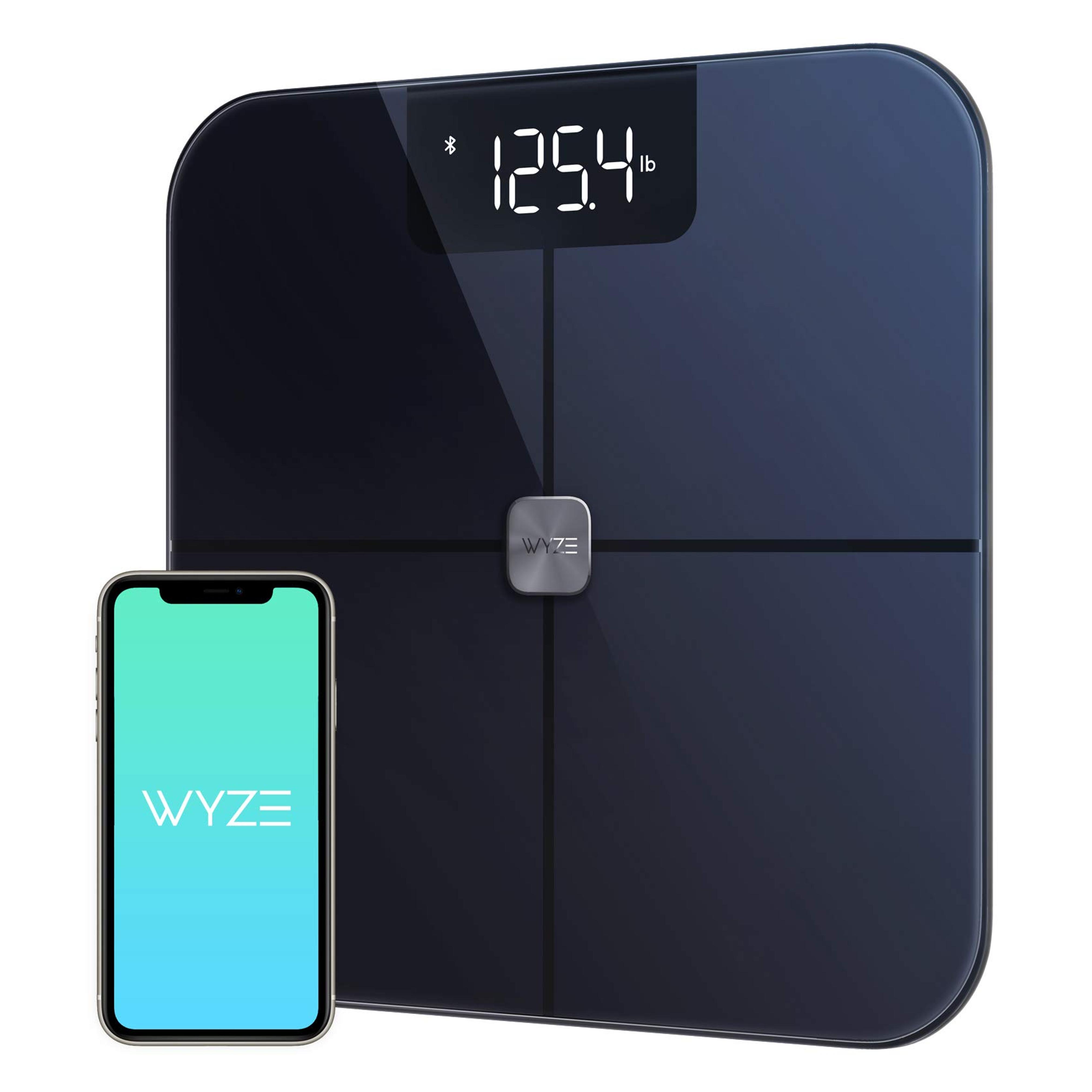 WYZE Smart Scale, Body Fat Scale, Wireless Digital Bathroom Scale for Body Weight, BMI, Body Fat Percentage Tracker, Heart Rate Monitor, Body Composition Analyzer, App, Bluetooth, 400 lb Black