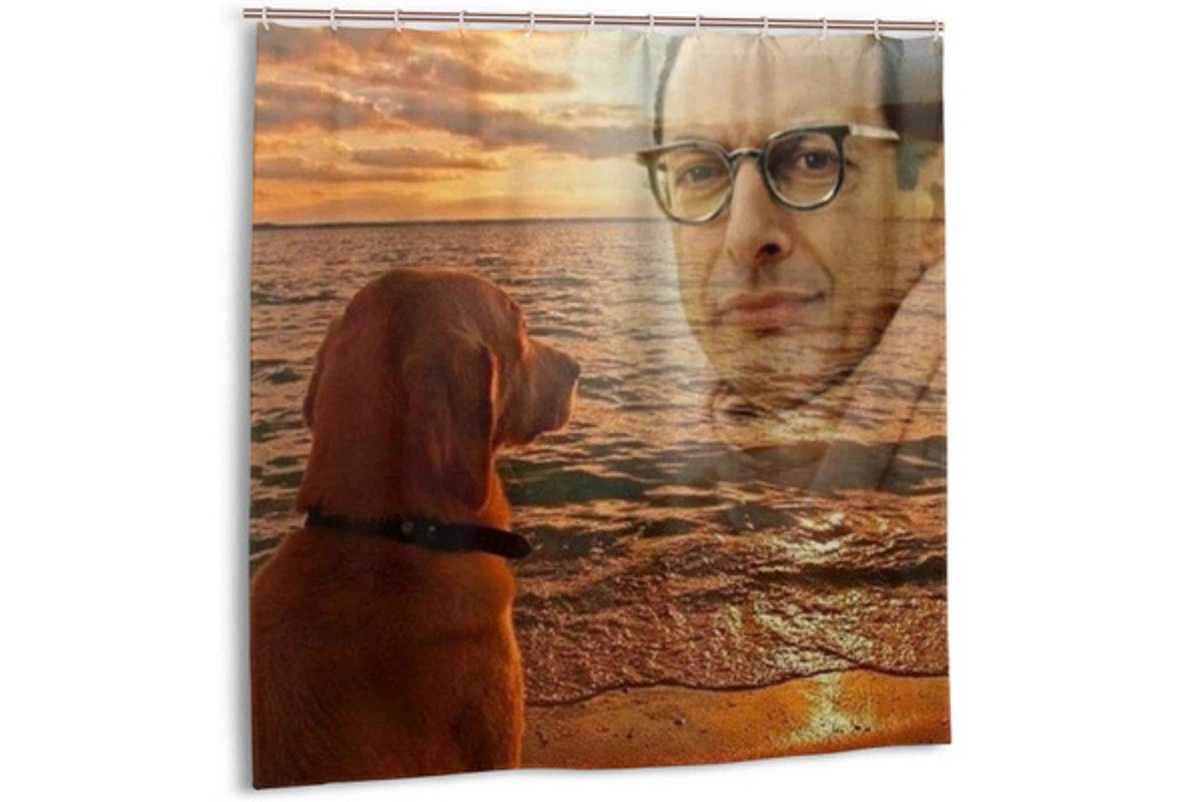 Funny Jeff Goldblum with Dog Shower Curtain Waterproof Polyester Fabric Shower Curtain Set (72x72 in)