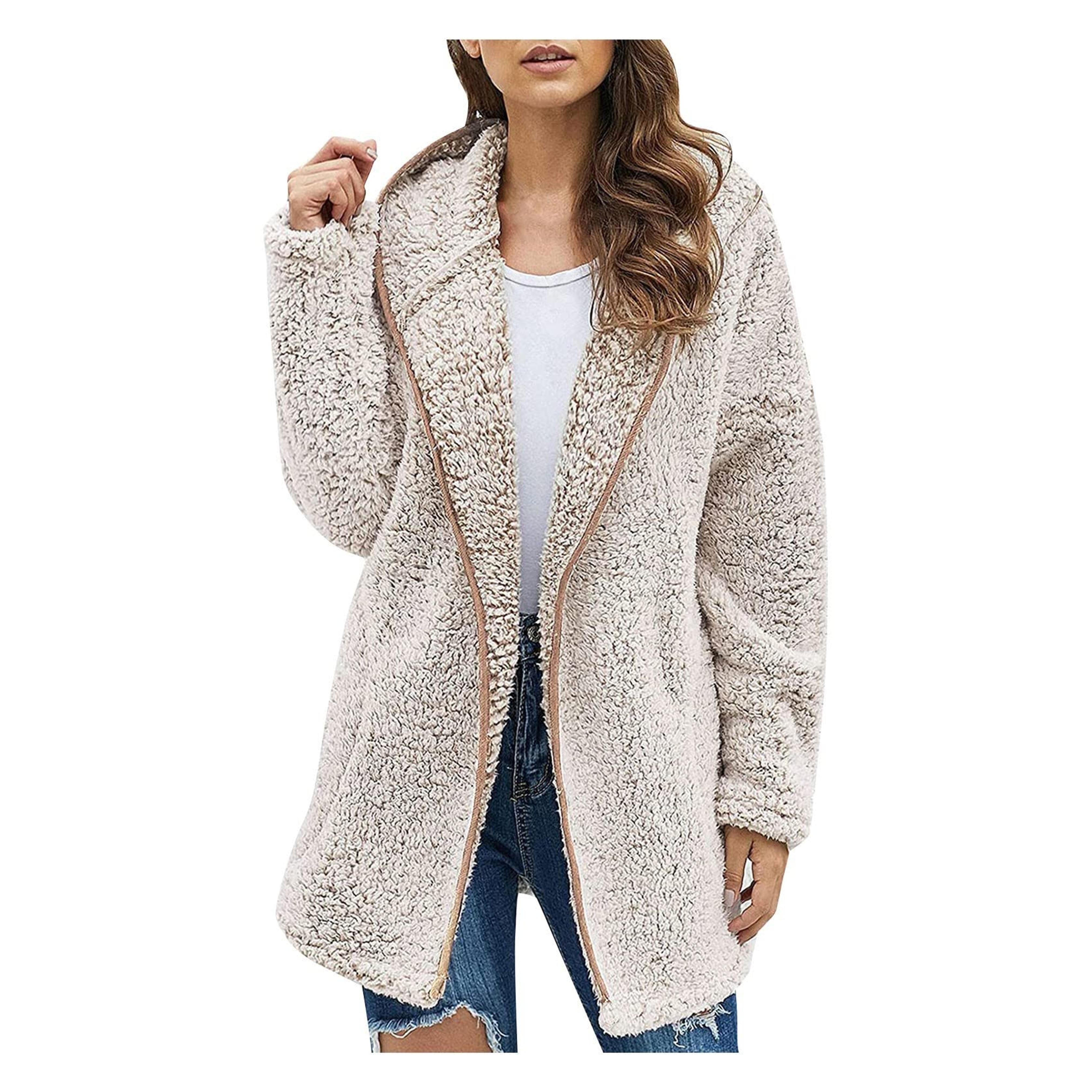 FQZWONG Winter Coats For Women Casual Warm Womens Fleece Jacket 2023 Plus Size Trendy Fuzzy Clothes Casual Outerwear