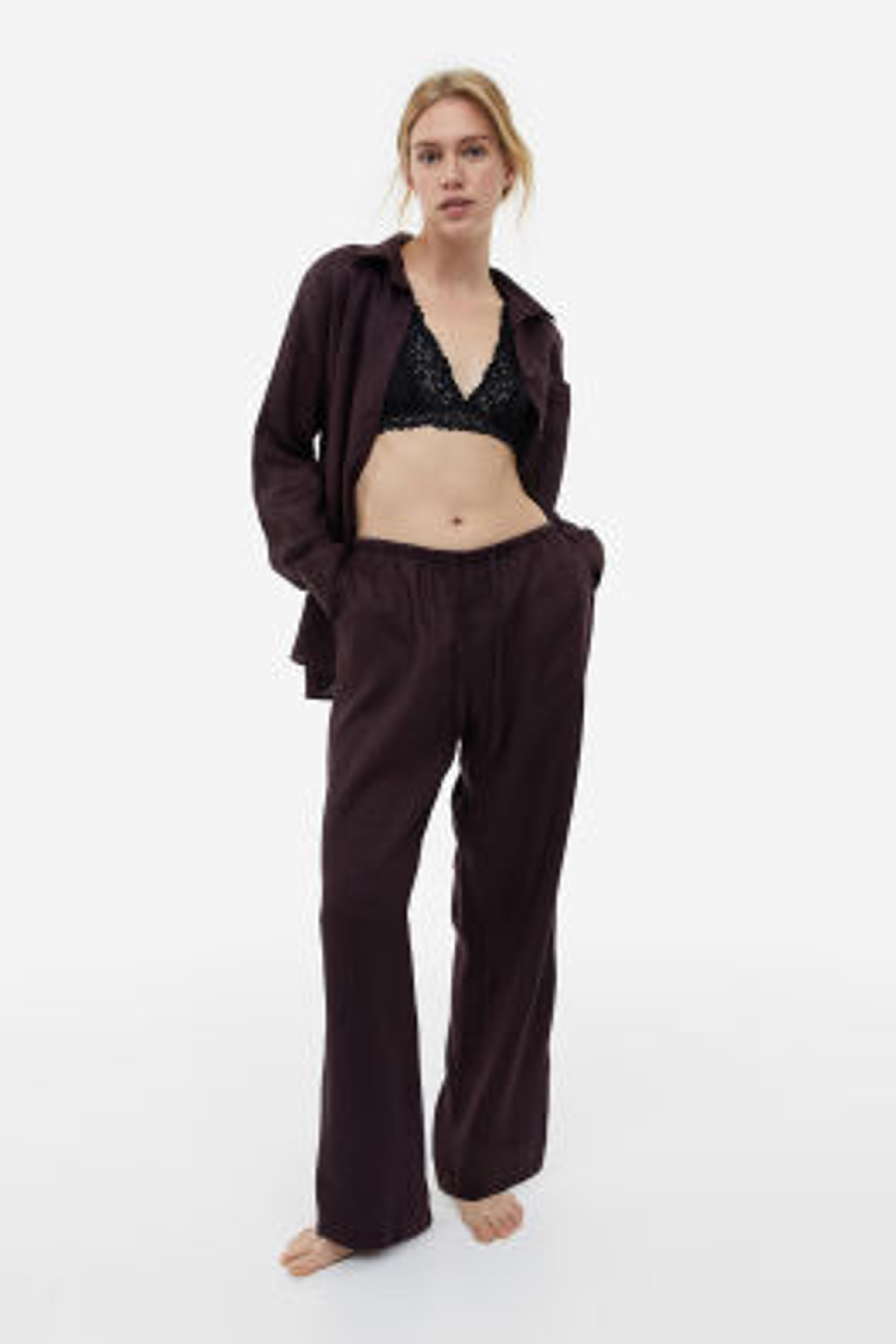 Wide-leg Linen-blend Pants - Dark brown - Ladies | H&M US