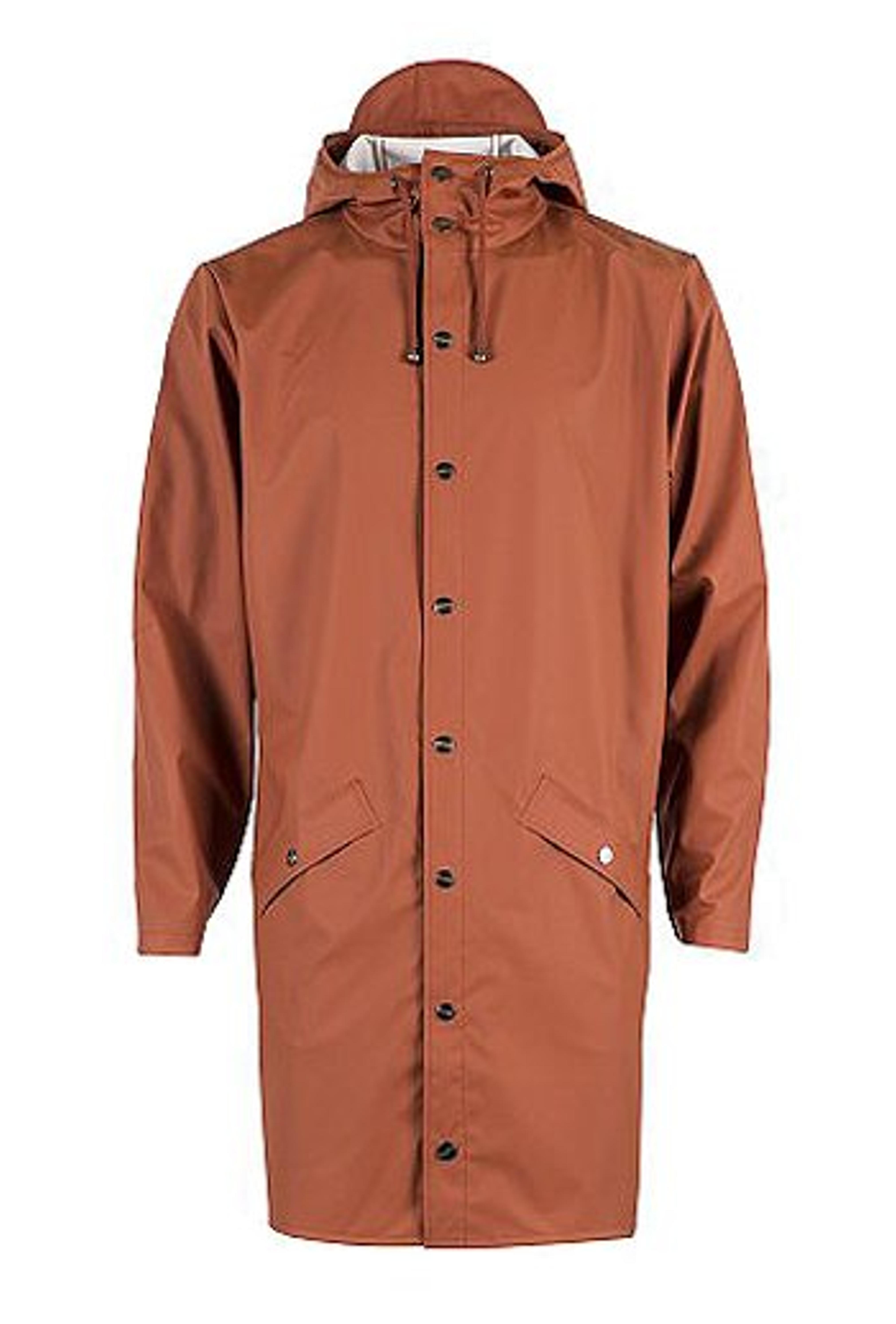 RAINS Waterproof Long Jacket - Rust XS/S