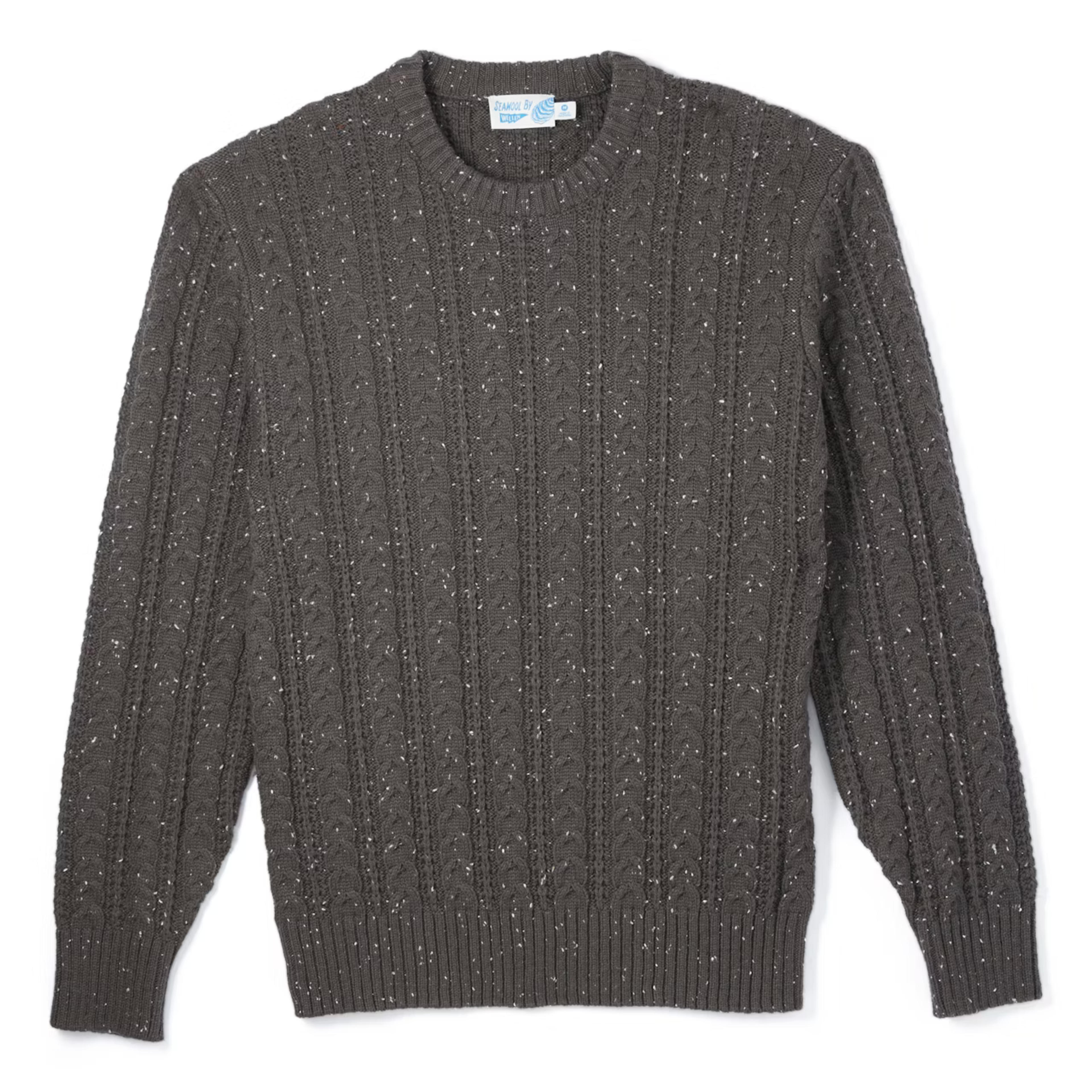 Wellen | Seawool Fisherman Crewneck Sweater | Oyster Black | Size: XXL | Pullover ...