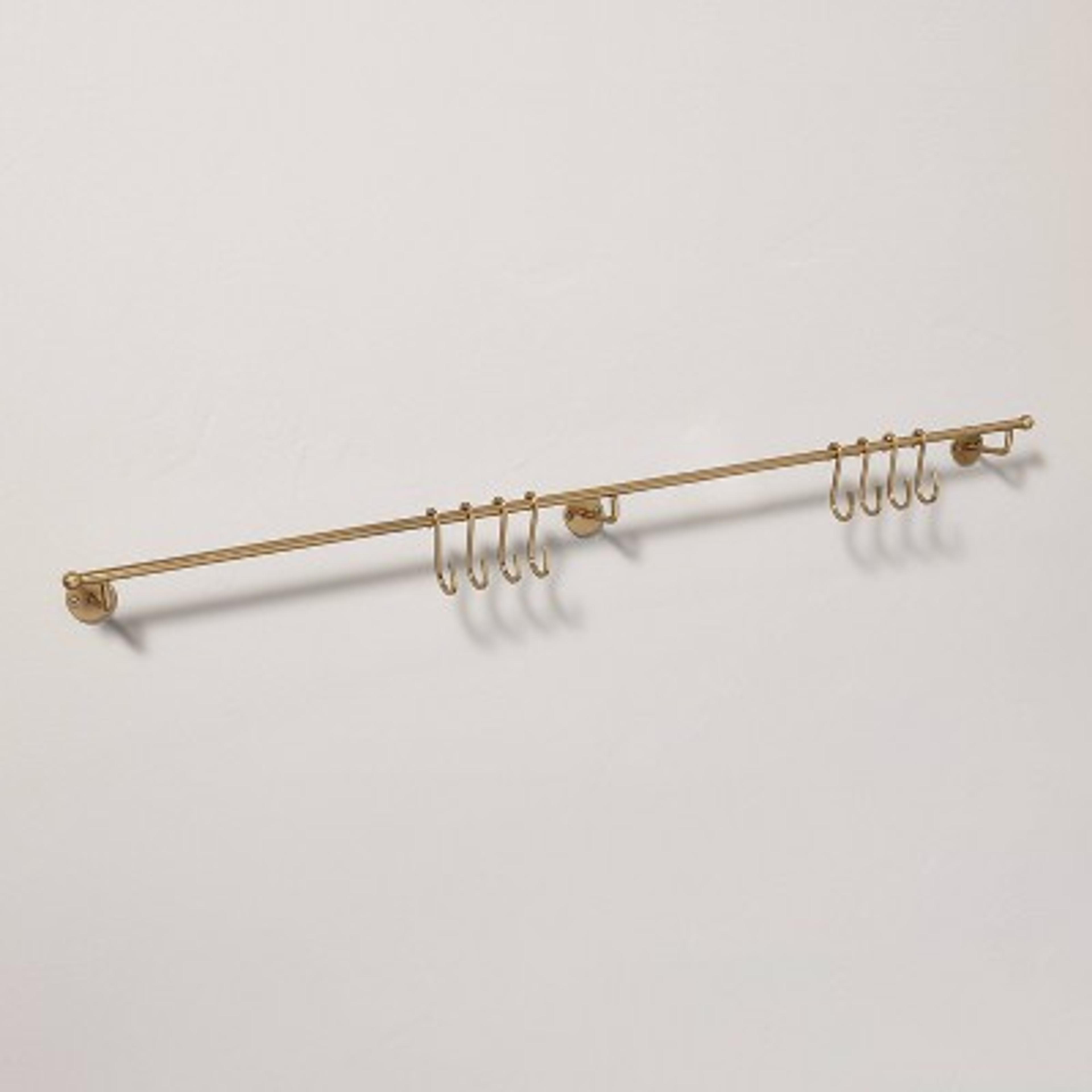 36" Modern Trim Metal S-Hook Wall Rack Brass Finish - Hearth & Hand™ with Magnolia