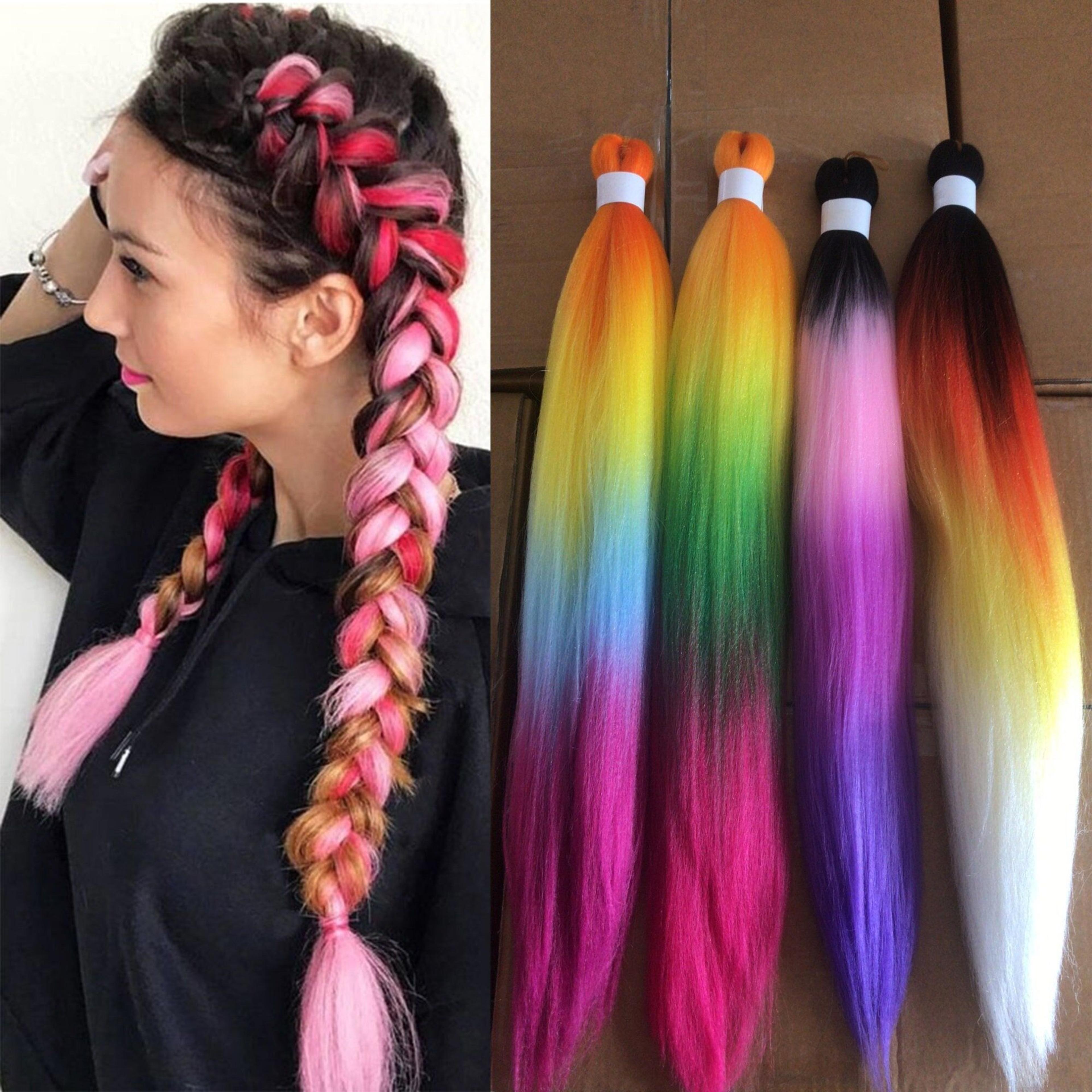 Braiding Hair Pre Stretched Crochet Hair Ombre Synthetic Hair Extension For Women Twist Jumbo Braids Yaki Straight 100g 24 Inches