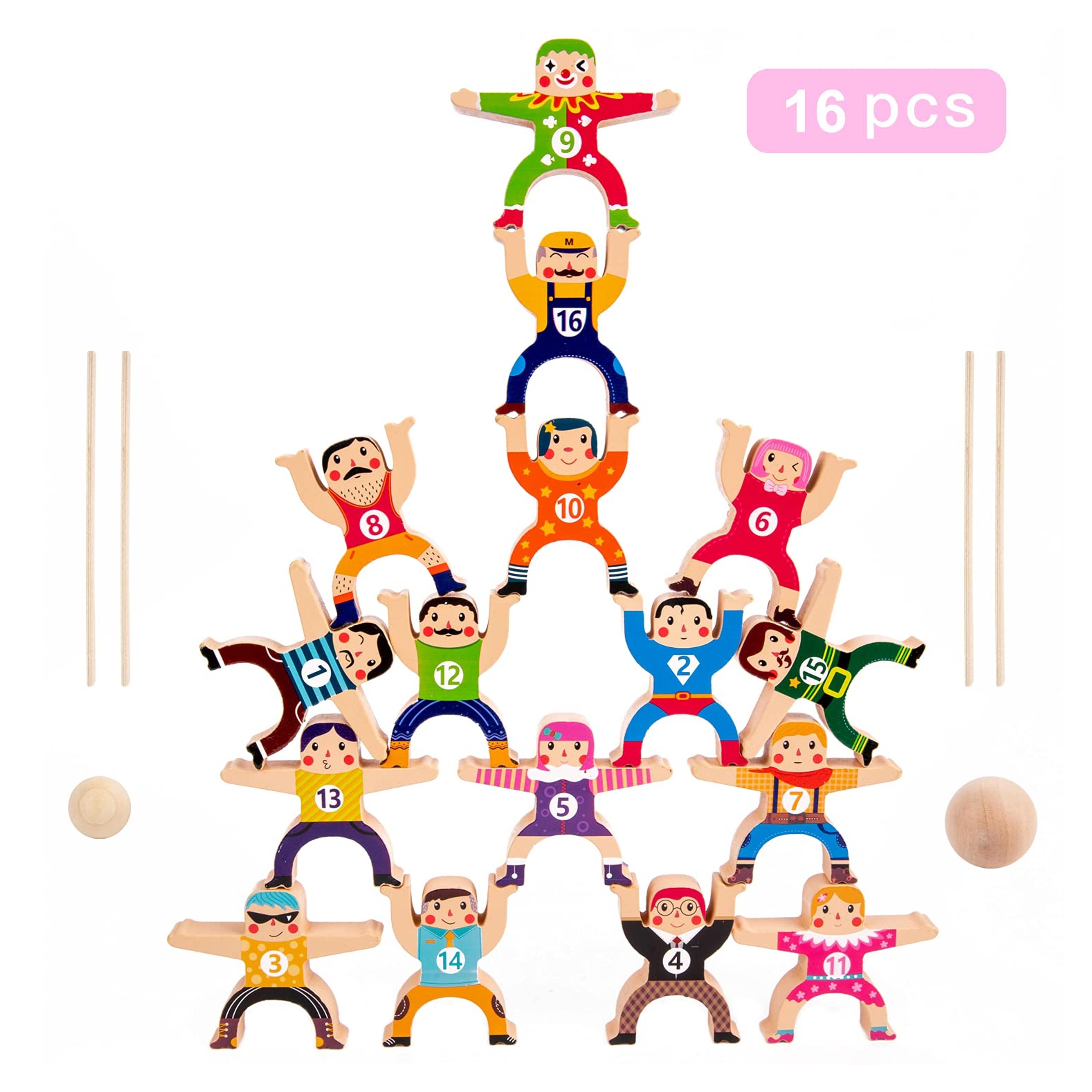 Amazon.com: Wooden Stacking Toys,16Pcs Circus Hercules Acrobatic Troupe Interlock Toy,Balancing Building Blocks Game Toddler Puzzle Toys,for 3 4 5 6 Years Old Kids Adults : Toys & Games