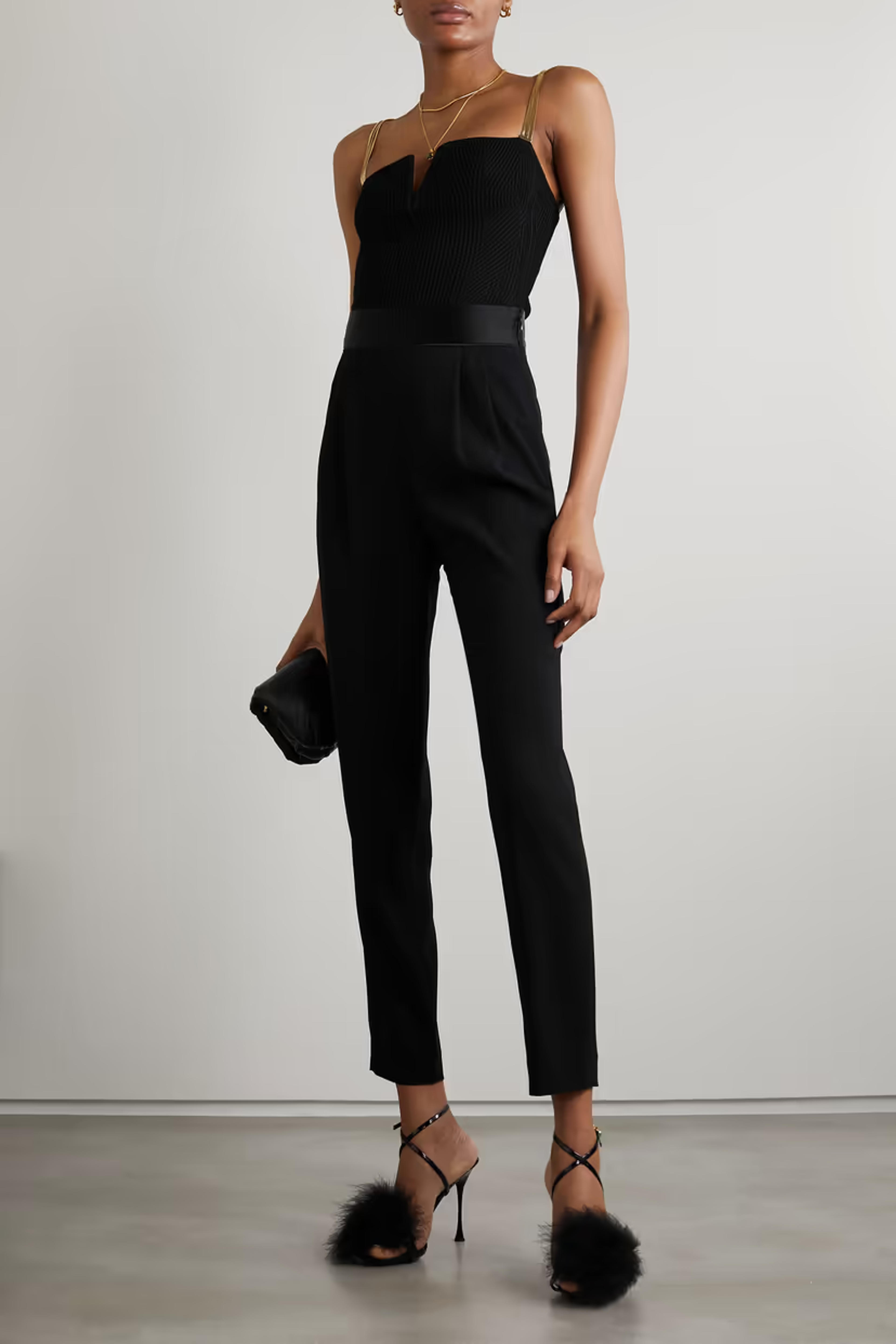 Black Galvanized Ophelia chain-embellished ribbed-knit top | GALVAN | NET-A-PORTER