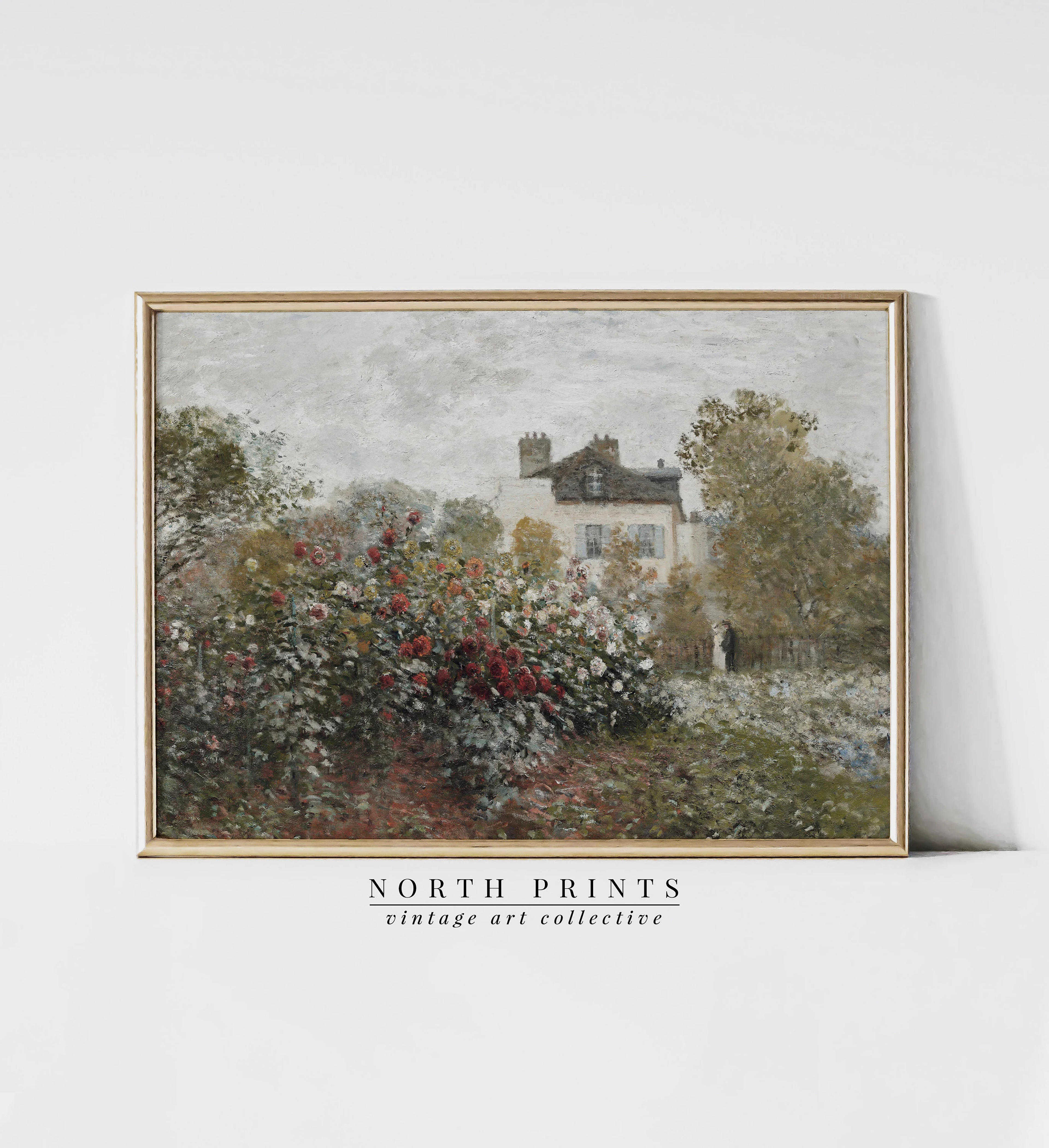 Cottage Oil Painting  Rose Garden Wall Art  Vintage Muted - Etsy UK