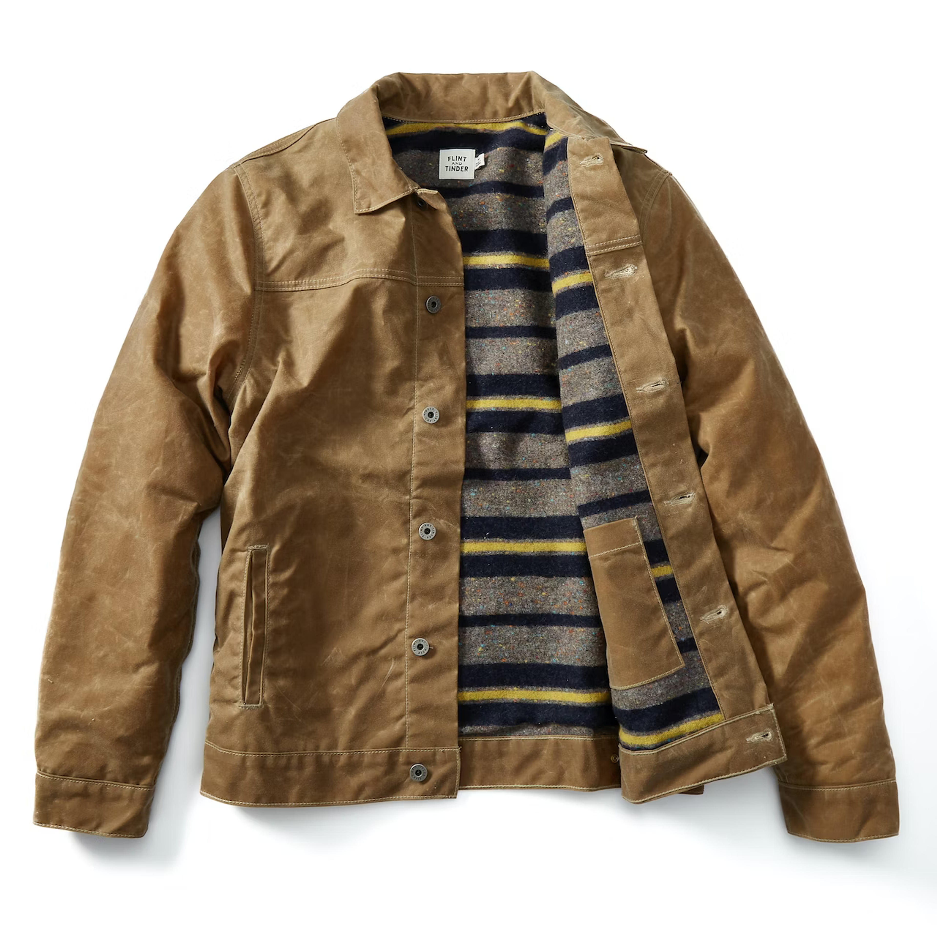 Flint and Tinder Wool-Lined Waxed Trucker Jacket - Field Tan | Trucker Jackets | Huckberry