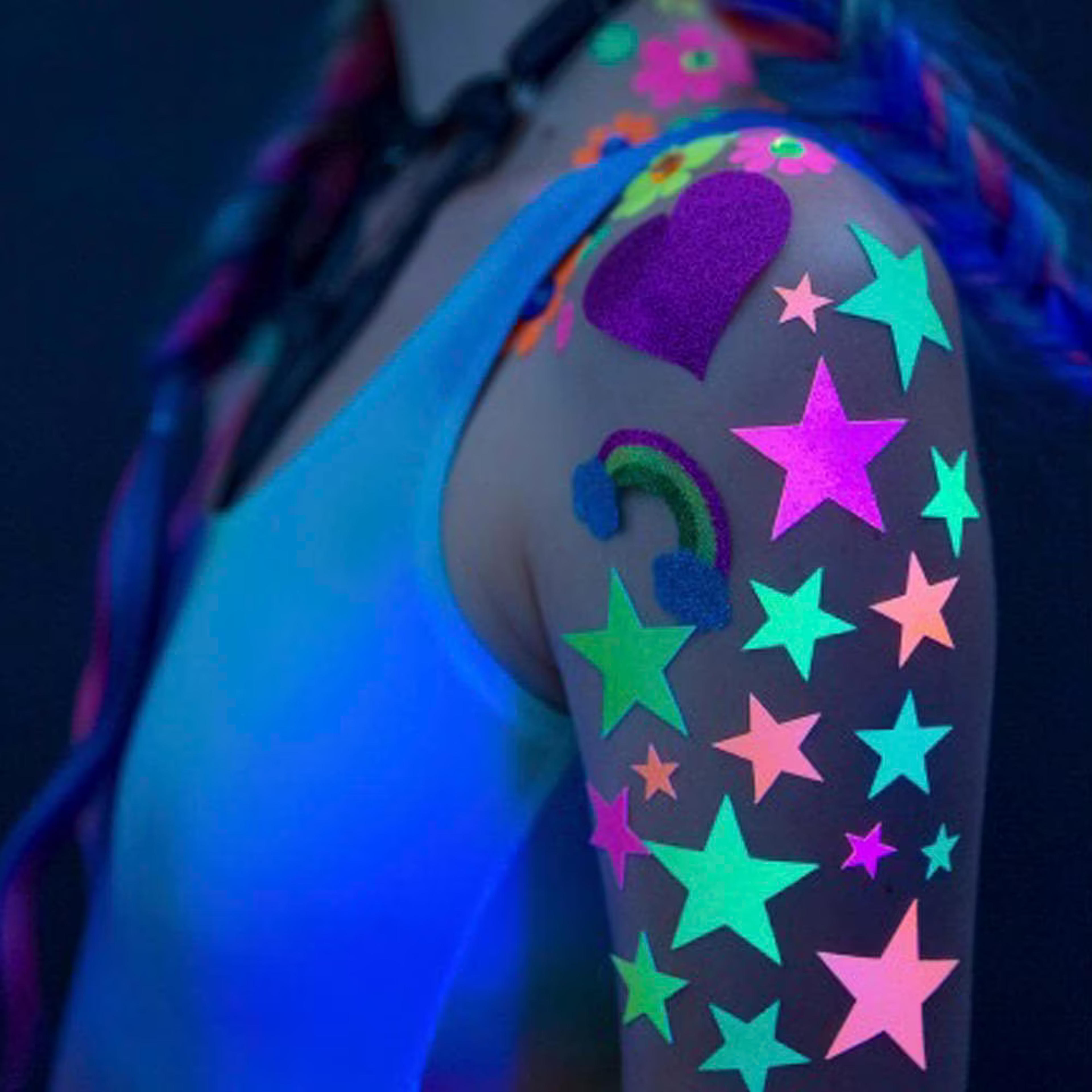 Star Glow Body Art Stickers Neon Stars UV Black Light - Etsy