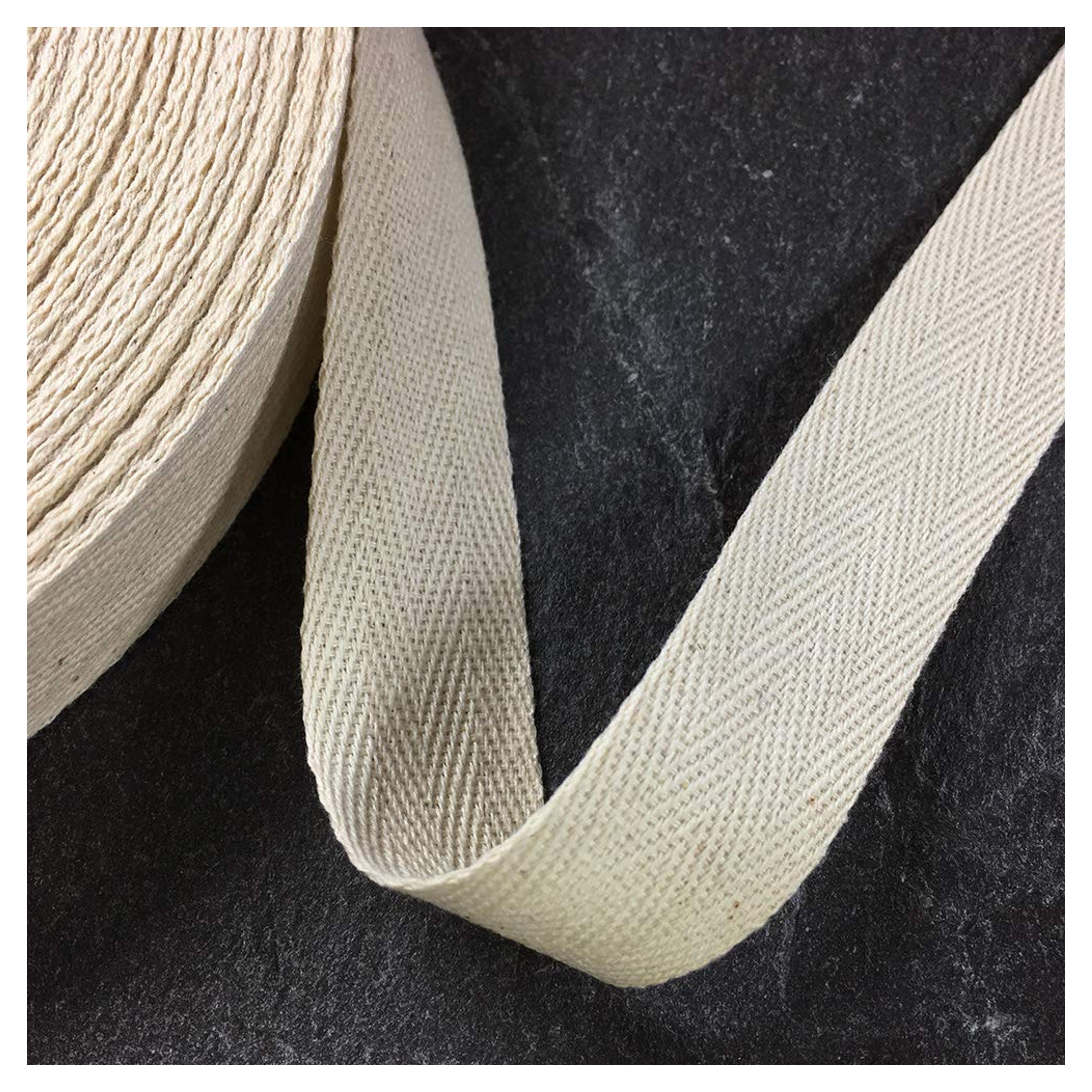 25mm (1") Herringbone Cotton Twill Tape Trim by 10-Yards, SP-2787 (Natural)