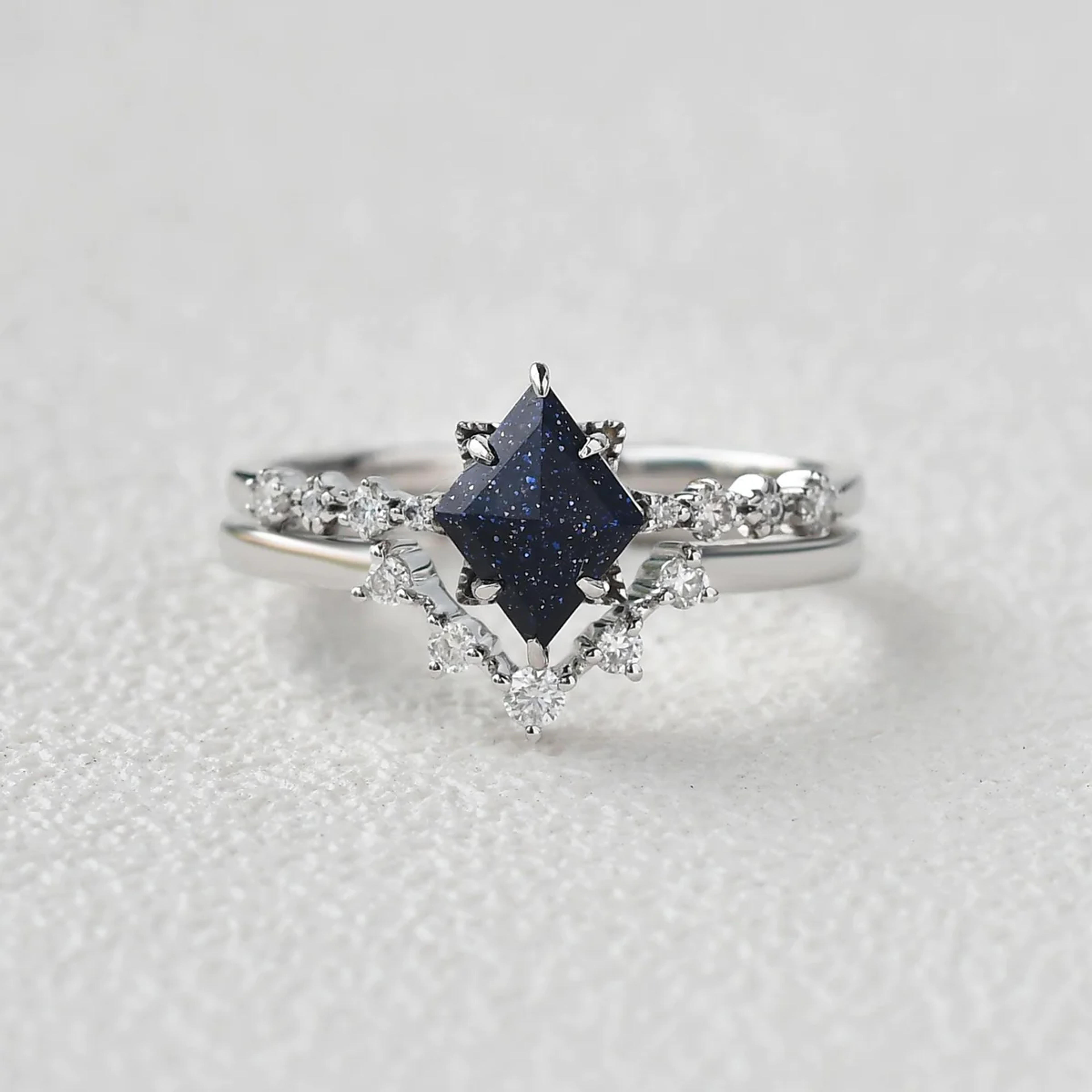 Shop Blue Sandstone Kite Cut Engagement Ring Now – Felicegals