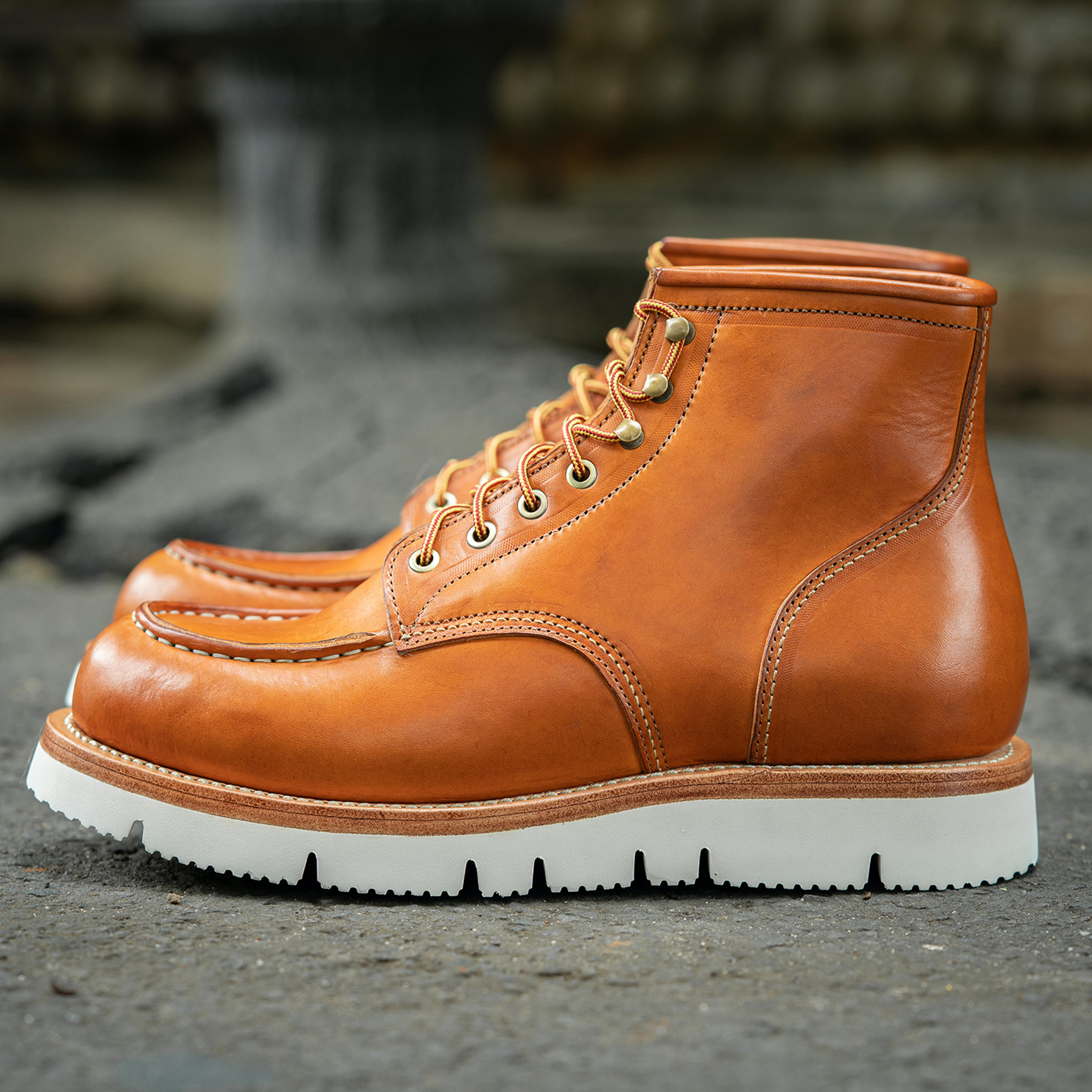 Orange Moc Toe Boots Badalassi Smooth Olmo – Jakkrabbits Bootmaker