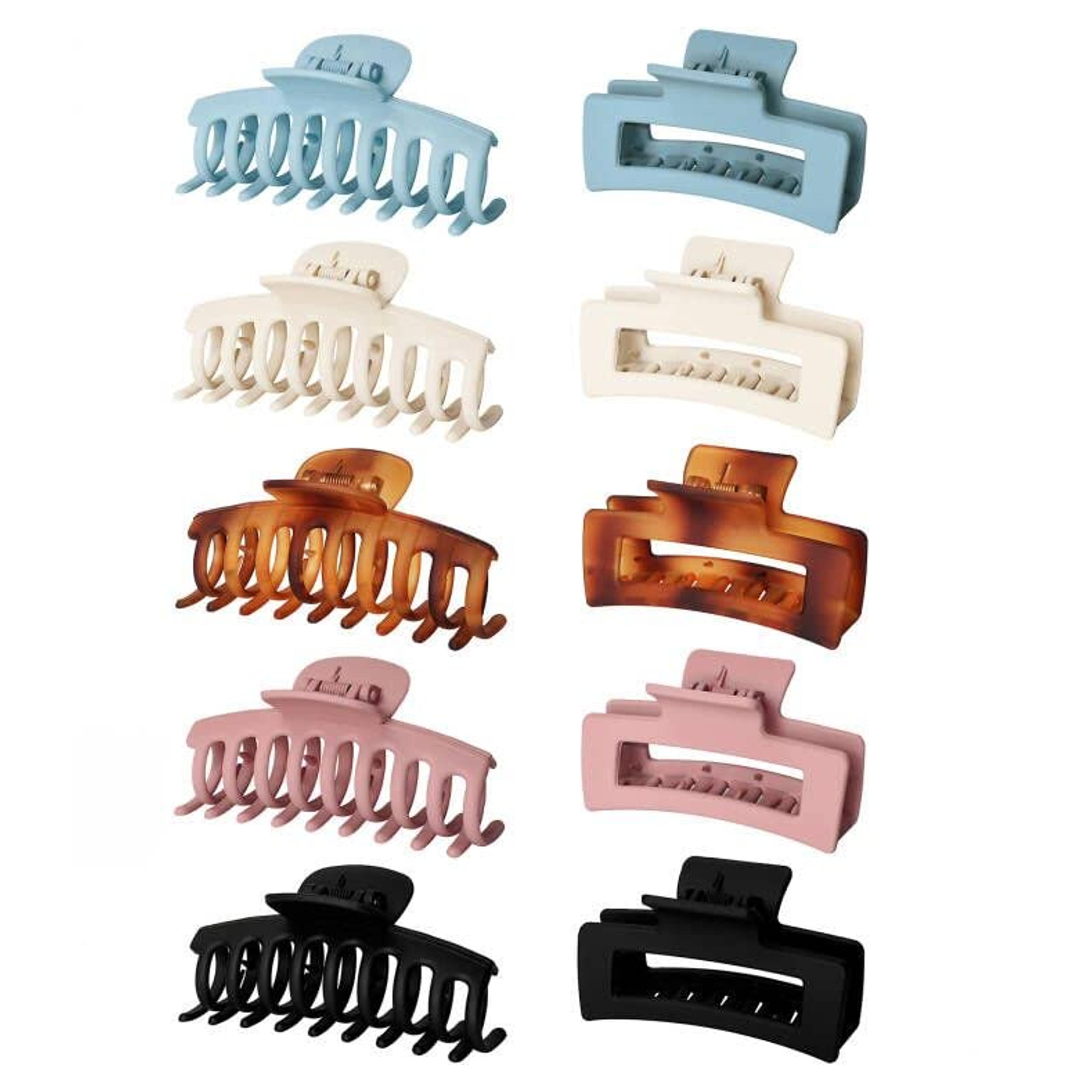 Amazon.com: Vsiopy 10pcs Hair Claw Clips for Women Hair, 3.5 Inch Nonslip Medium Large Claws Clip for Thin Hair, 5 Pack Hair Clamps, 5 Pack Square Hair Claws Strong Hold Hair Jaw Clips : Beauty & Personal Care