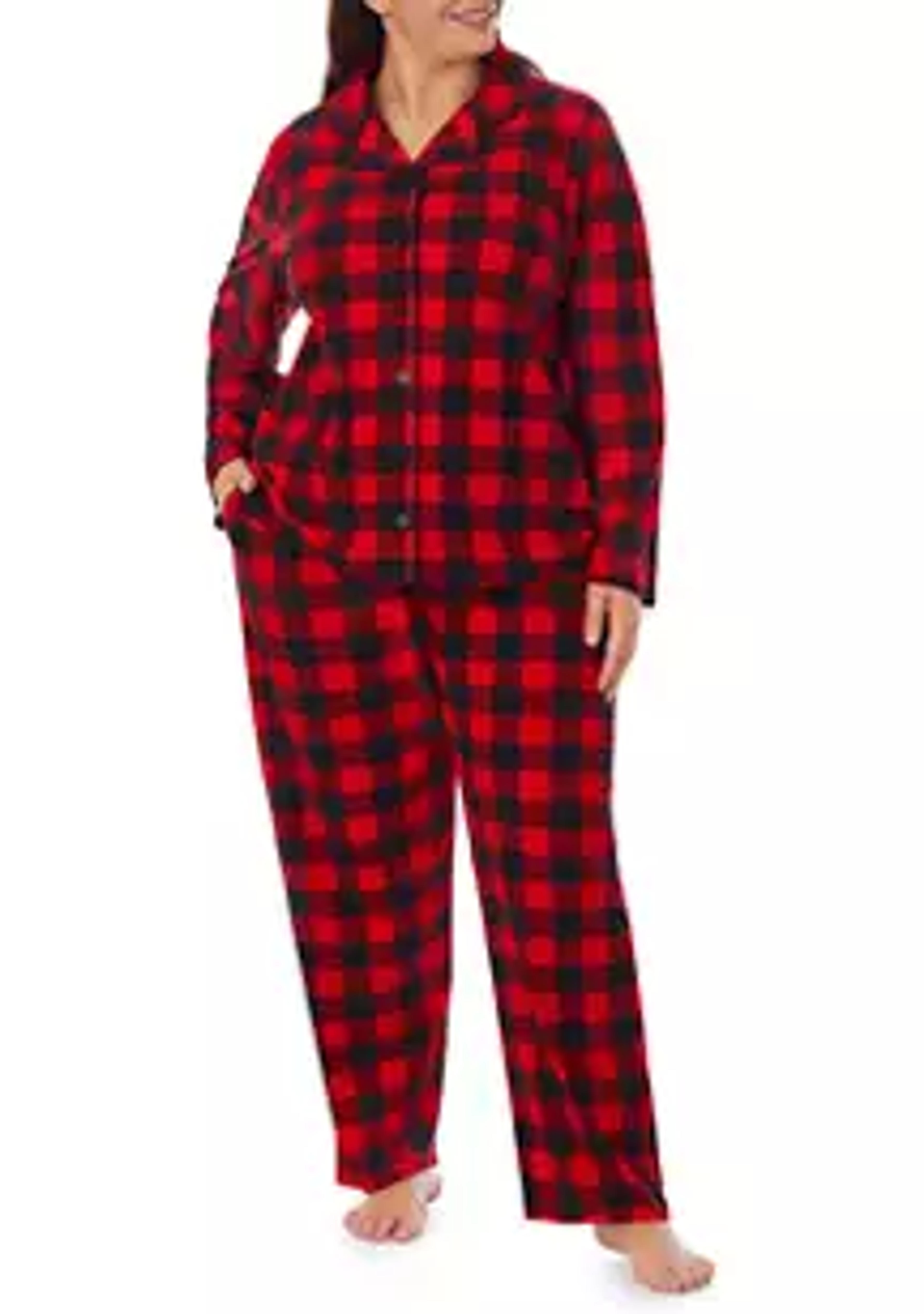 PAJAMARAMA Plus Size Buffalo Plaid Pajama Set - Mom | belk