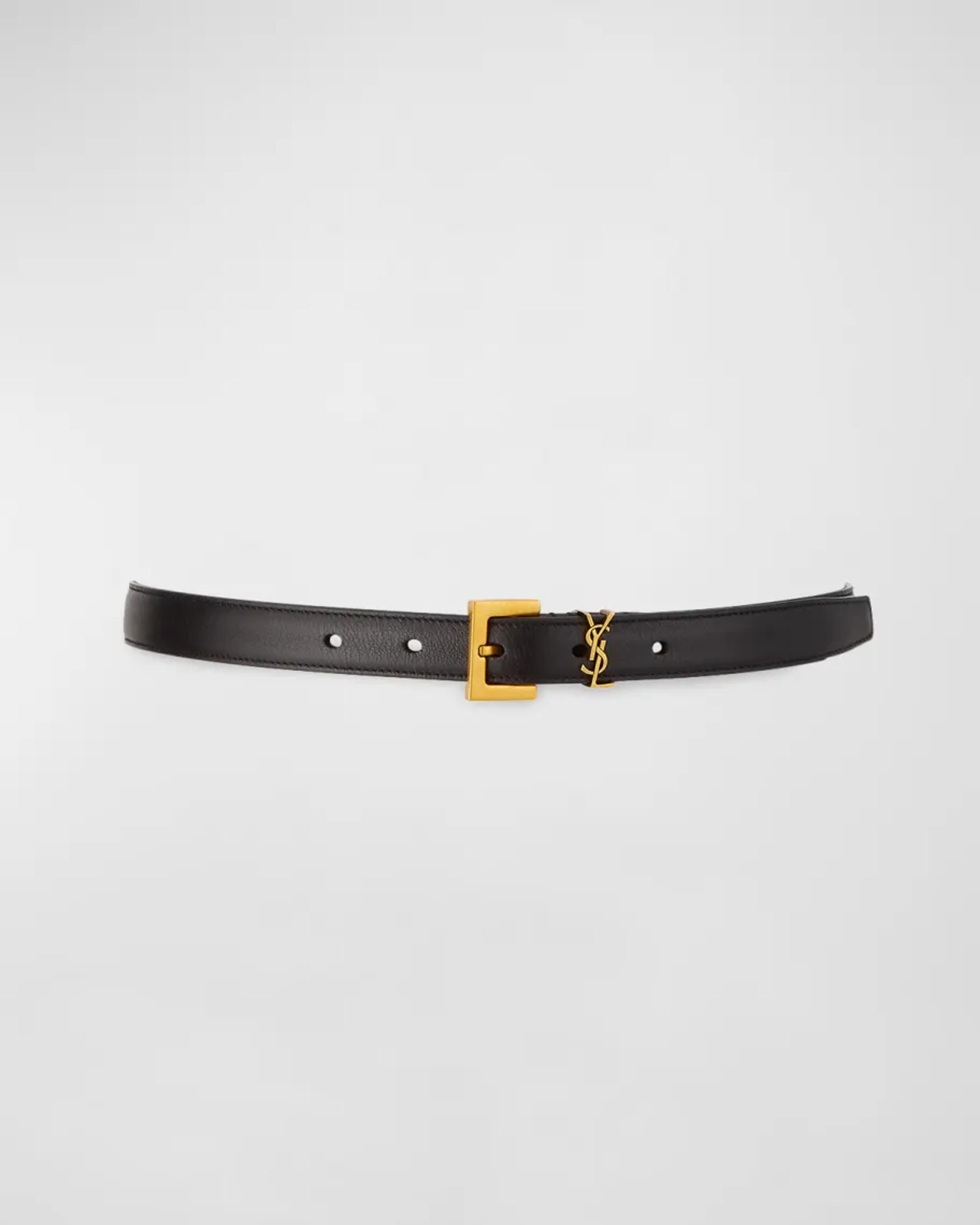 Saint Laurent YSL Monogram Leather Belt | Neiman Marcus