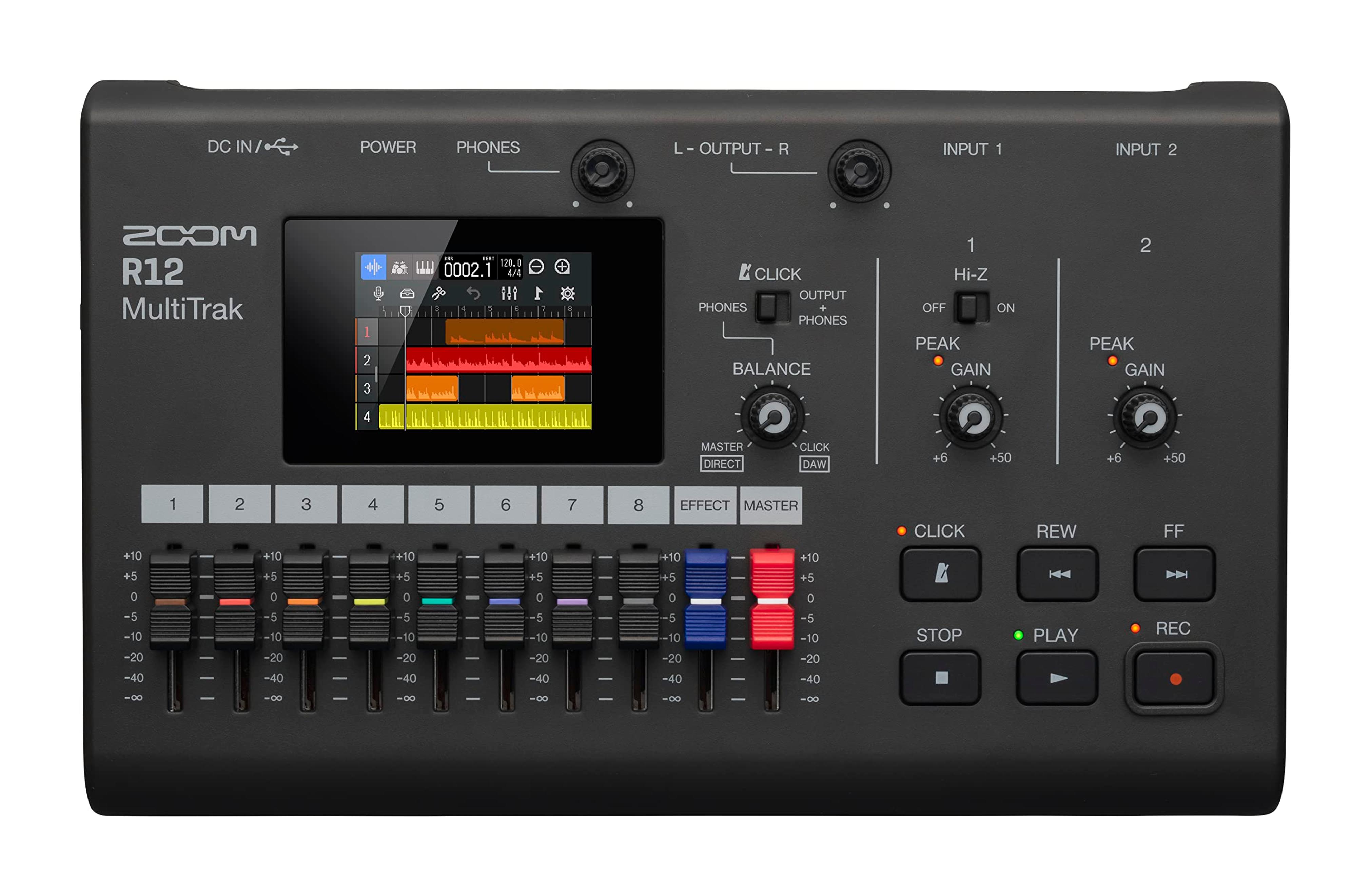 Amazon.com: Zoom R12 Multi Track Portable Recorder, with Touchscreen, Onboard Editing, 8 Tracks, 2 Combo Inputs, Effects, Synth, Drum Loops, Battery Powered, and USB Audio Interface : Musical Instruments