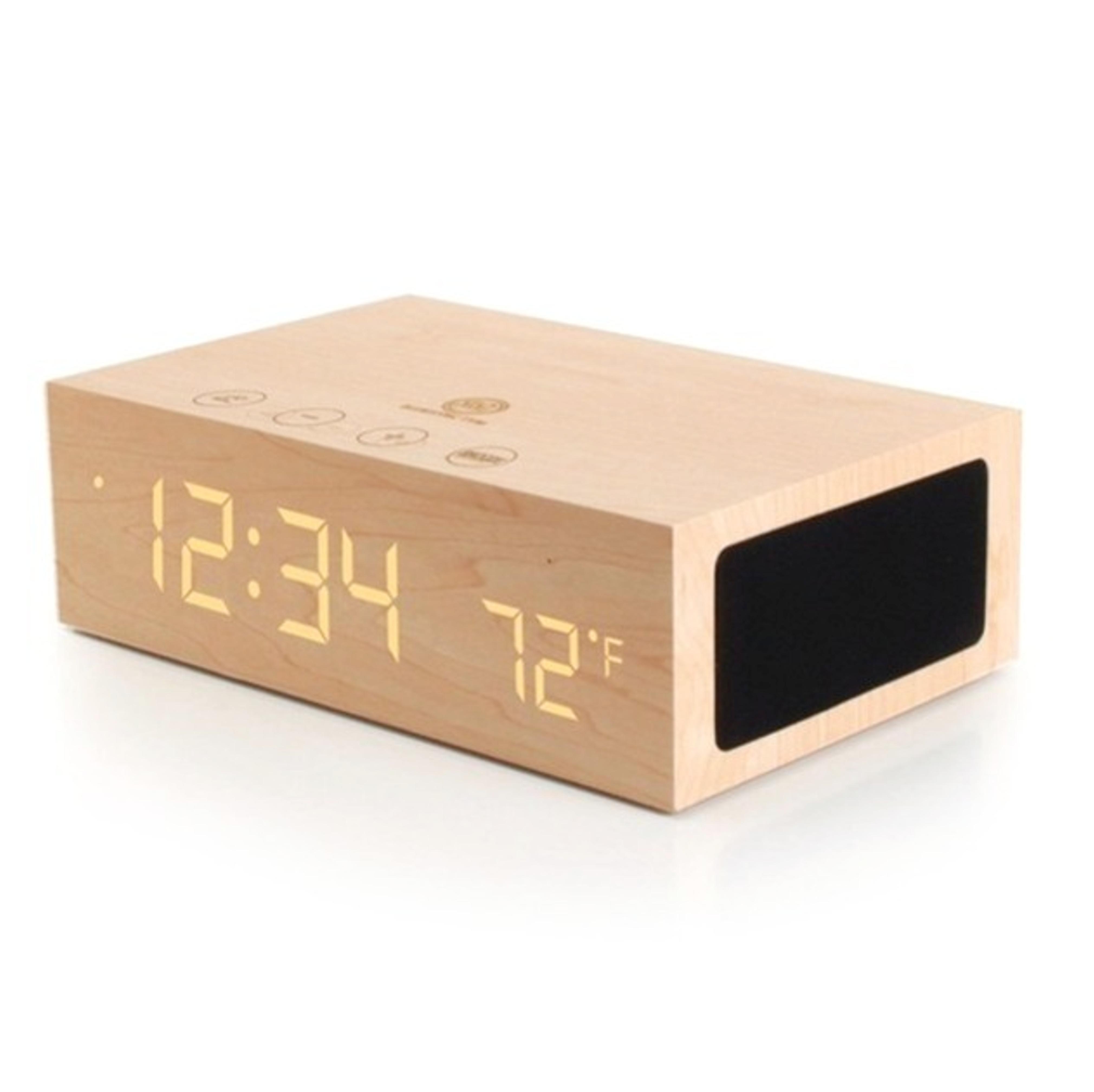 GOgroove Bluetooth Wireless Stereo Speaker & Wooden Alarm Clock