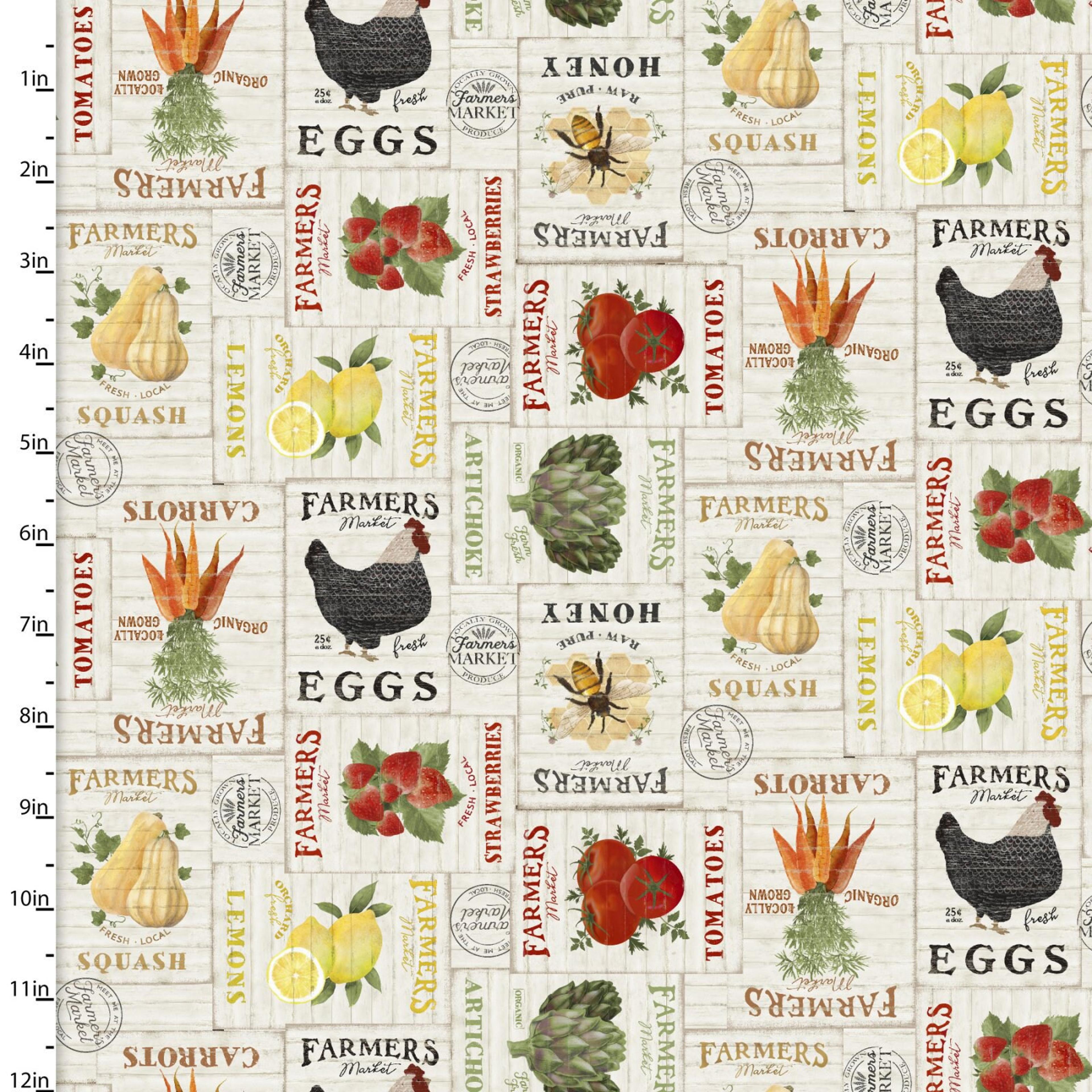 Fruit & Vegetable Fabric 3 Wishes Locally Grown 20191 Farmers - Etsy