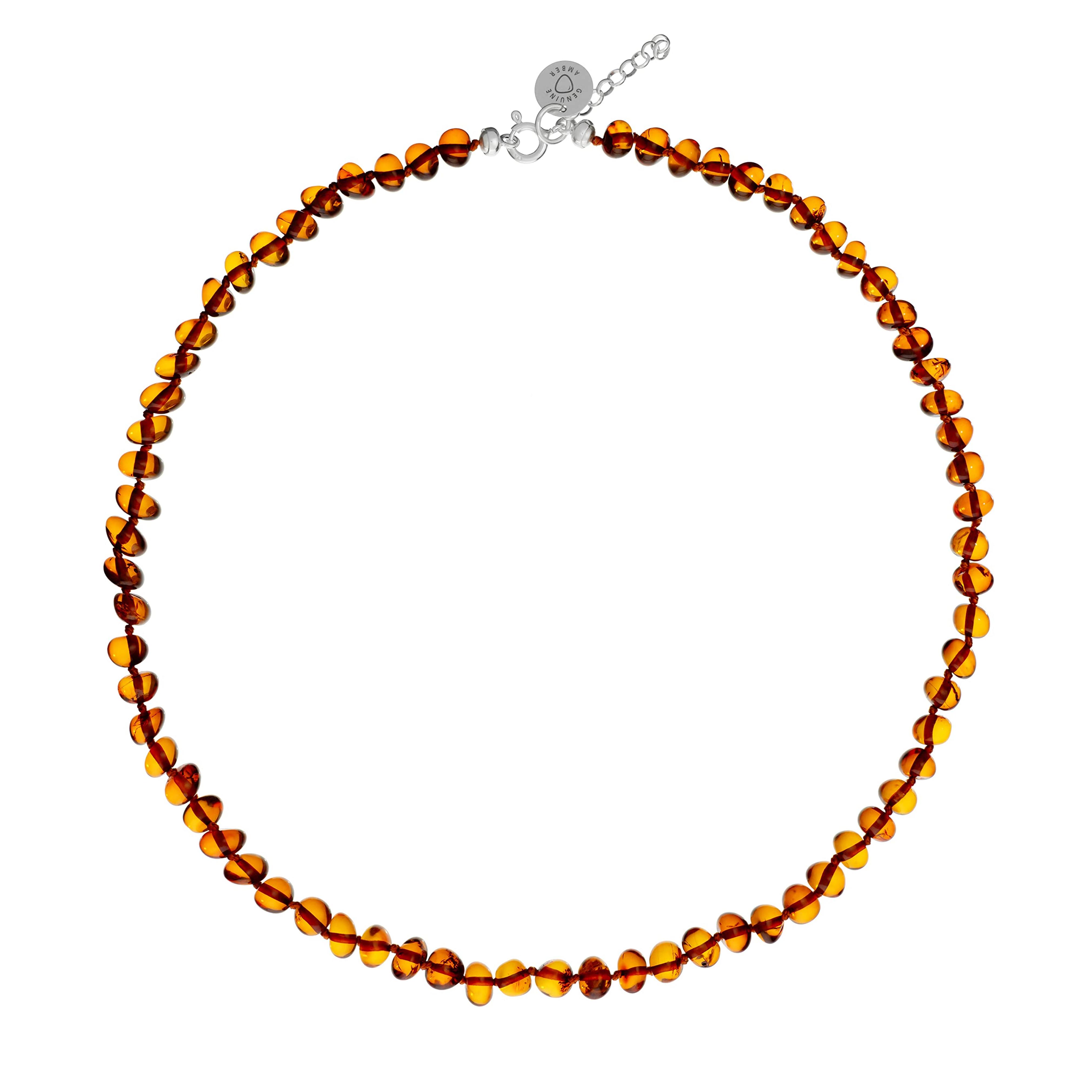 Genuine Amber Necklace for Women - Hand-Assembled Raw Baltic Sea Amber Beads - With Sterling Silver Clasp