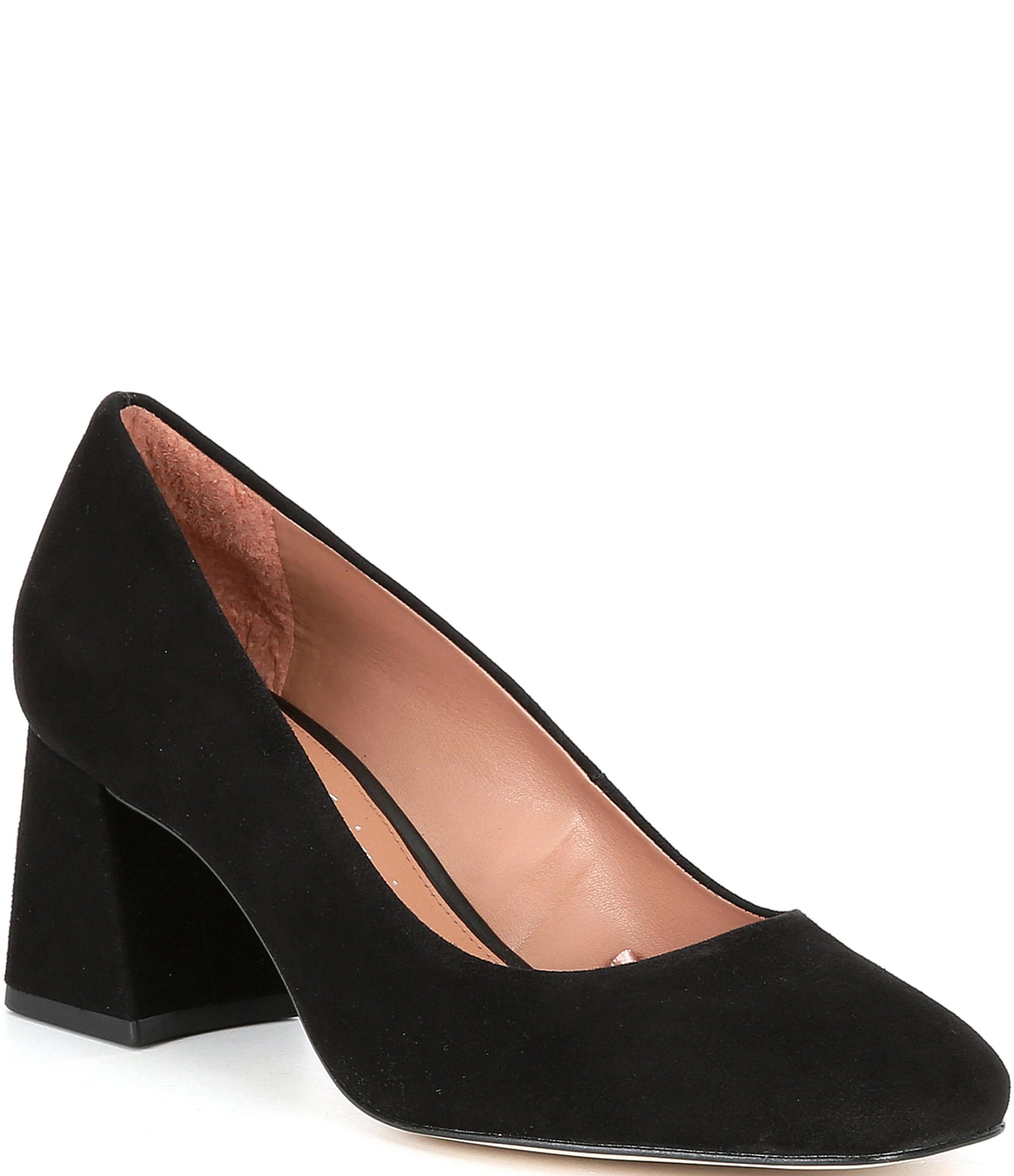 Gianni Bini Catallo Suede Square Toe Low Block Heel Pumps | Dillard's