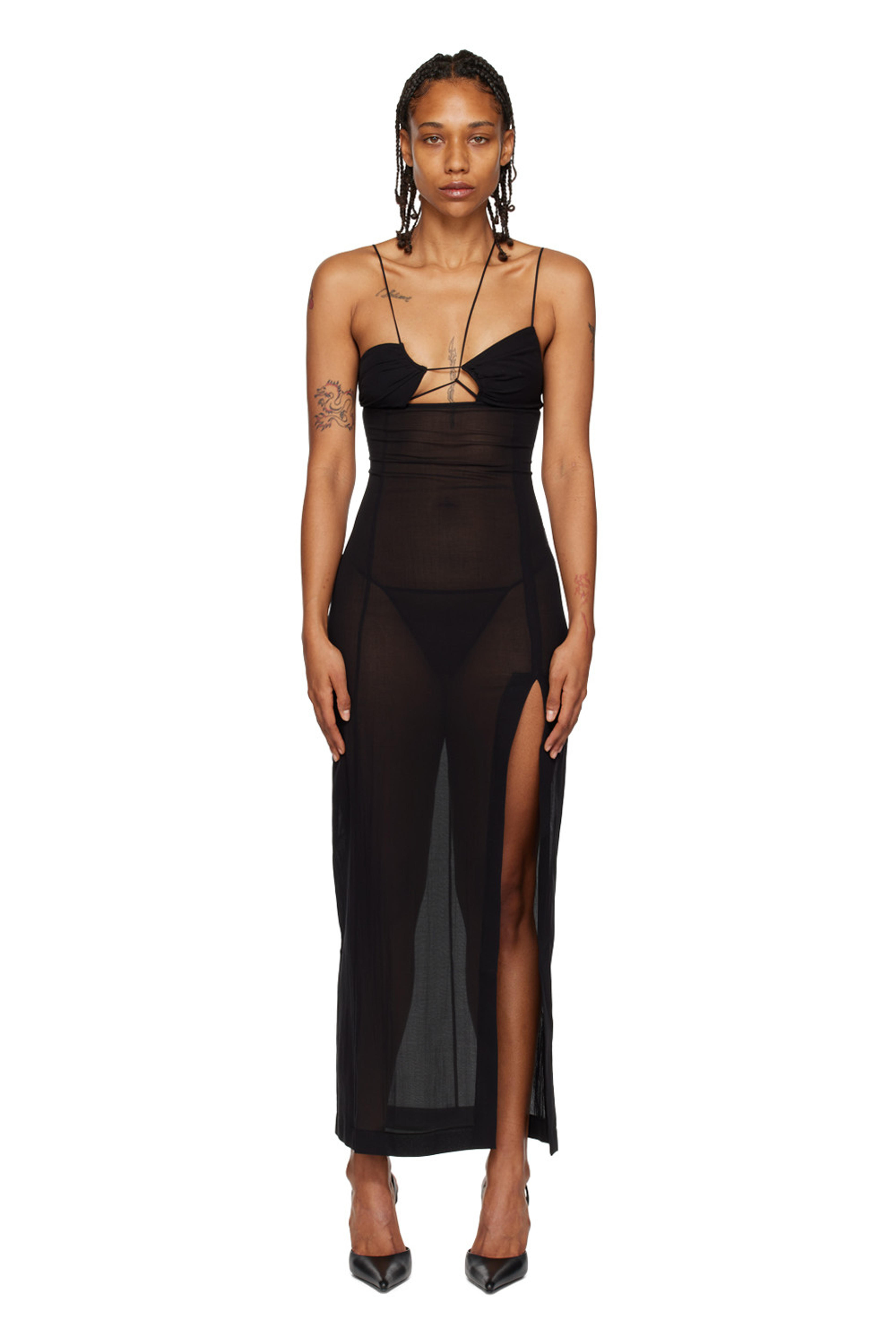 Nensi Dojaka: Black Asymmetric Maxi Dress | SSENSE