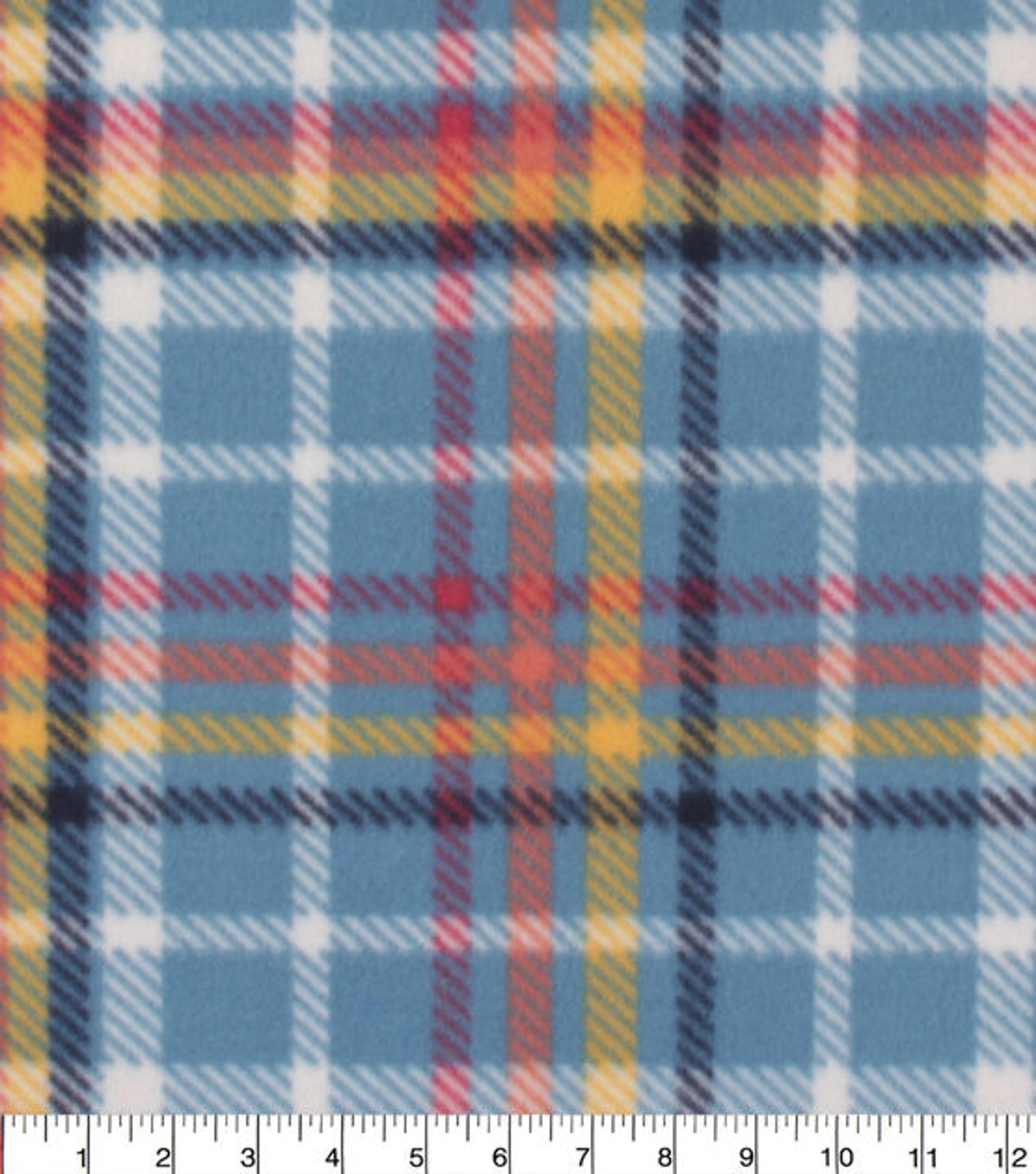 Rainbow Plaid On Aqua Blizzard Fleece Fabric