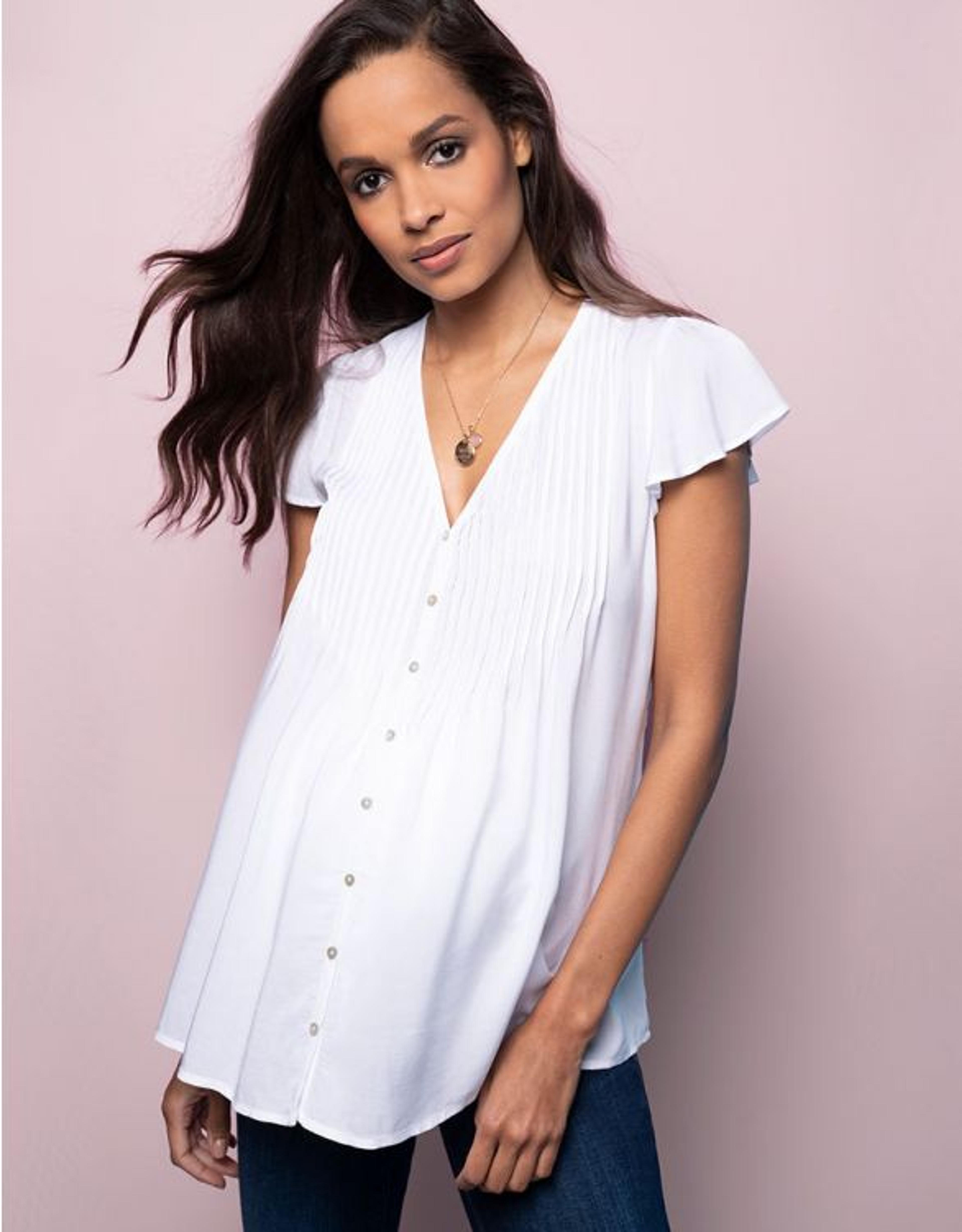 Casual White Pintuck Maternity Blouse | Seraphine