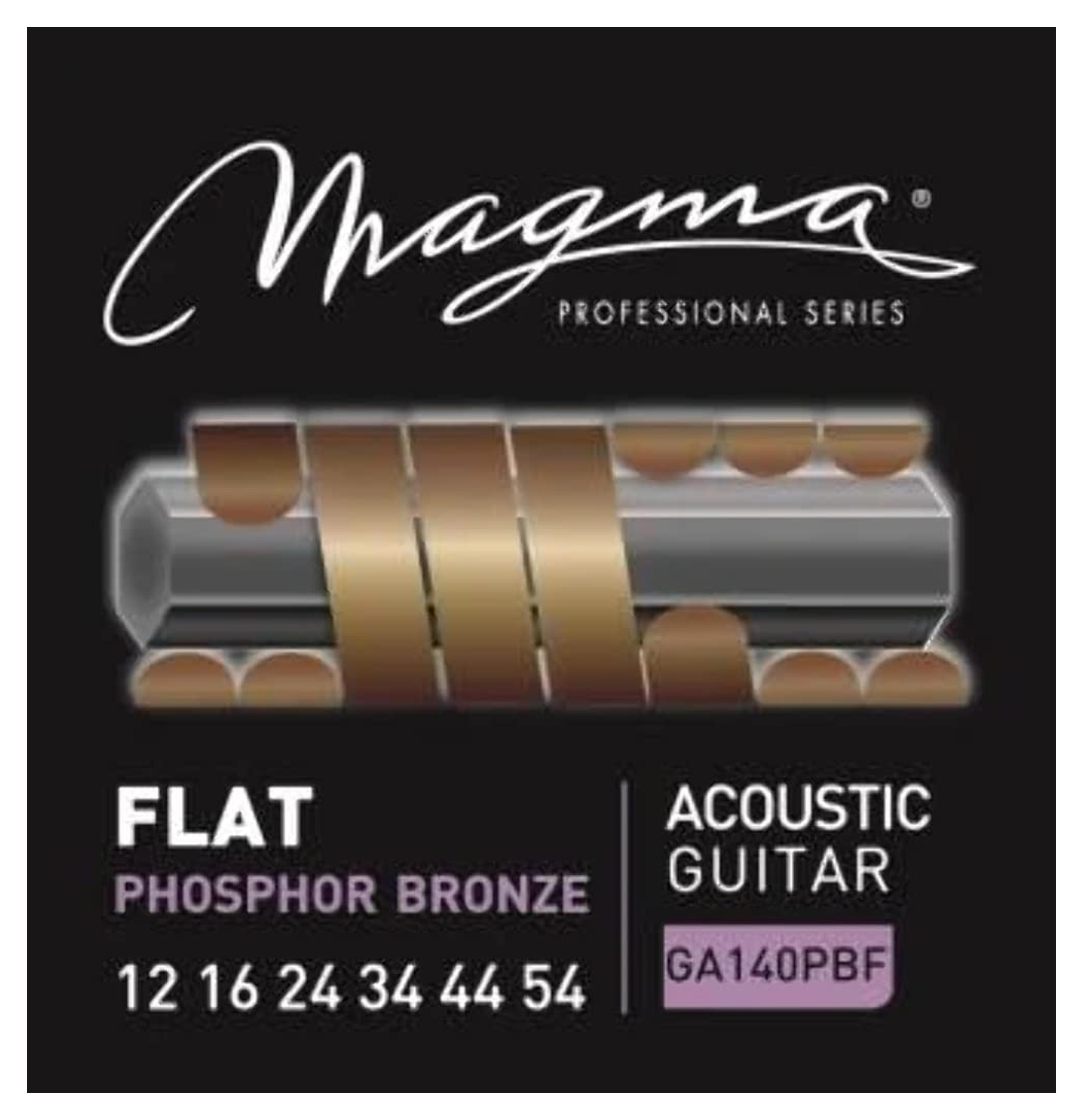 Amazon.com: Magma - Light Acoustic Guitar Strings 12-54 Gauge Flat Phosphor Bronze Wound Acoustic String Set (.012" - .054") 1 set - GA140PBF : Musical Instruments