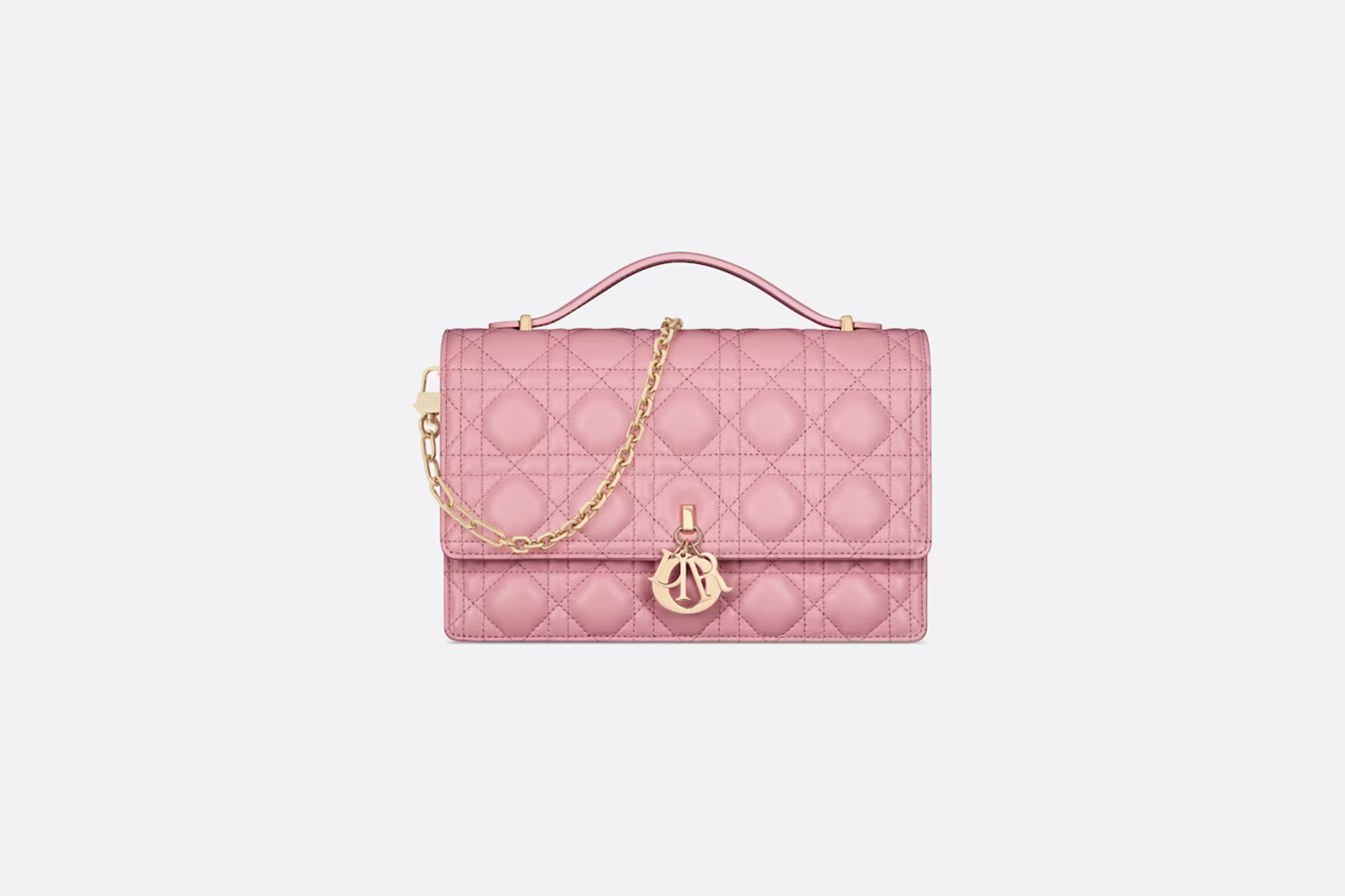 Miss Dior Top Handle Bag Melocoton Pink Cannage Lambskin | DIOR US