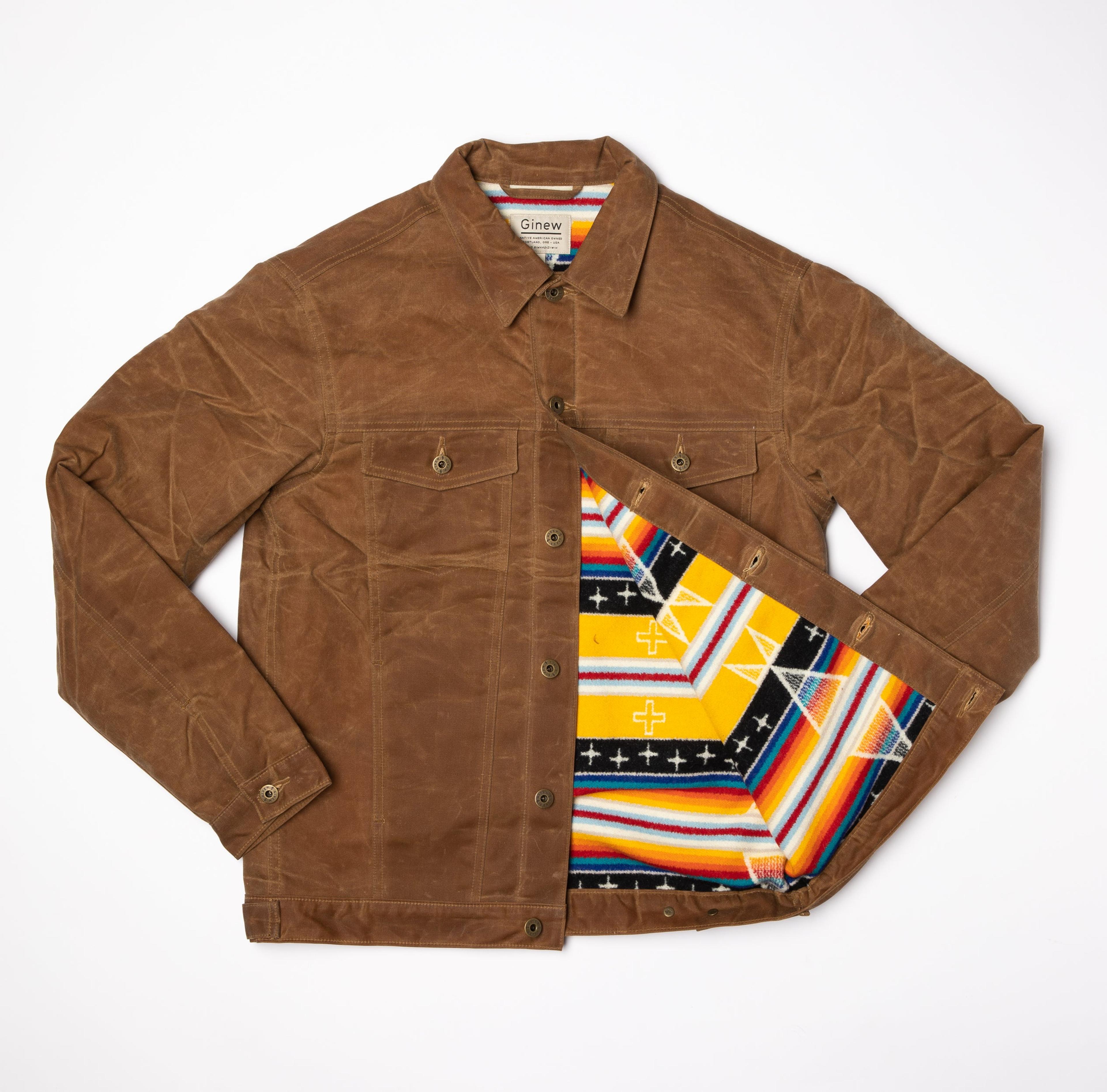 Wax Rider Coat Brown | Ginew USA | Native American Denim Coat – ginewusa