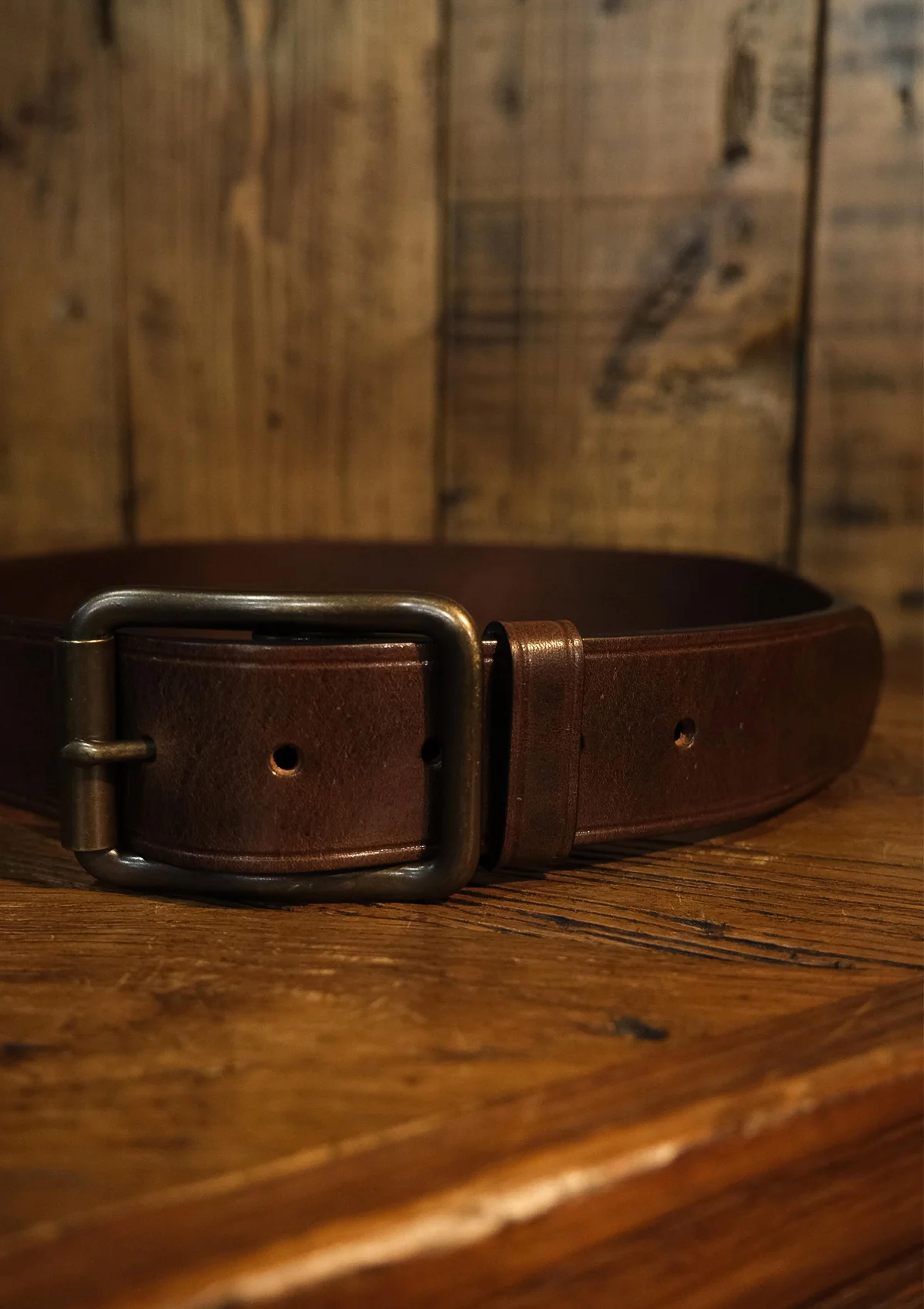 Saddle Leather Single Pin Belt - Dark Brown